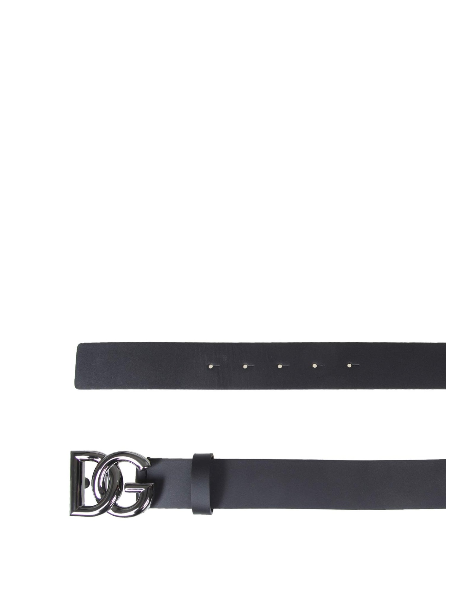 Shop Dolce & Gabbana Calfskin Belt With Metal Dg Logo In Black