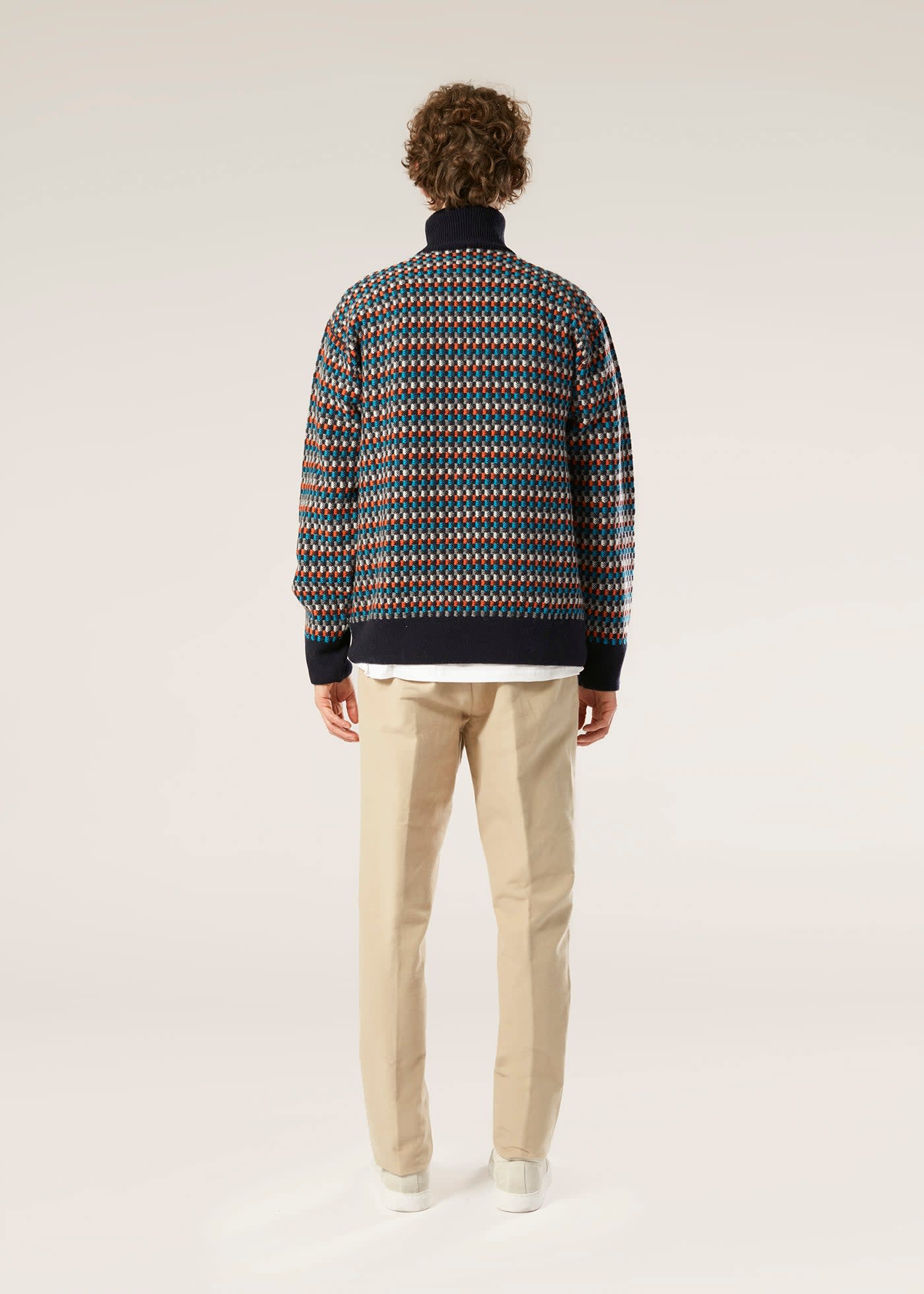 Doppiaa Aamintore Wool Turtleneck With Geometric Pattern In Multi
