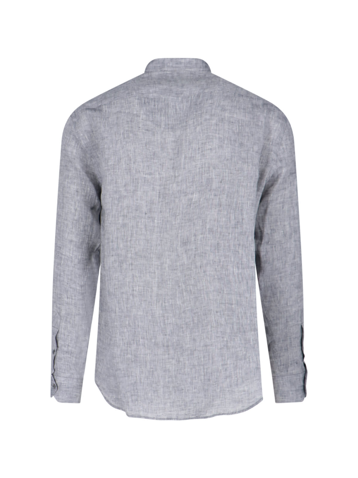 Shop Emporio Armani Mandarin Collar Shirt In Gray