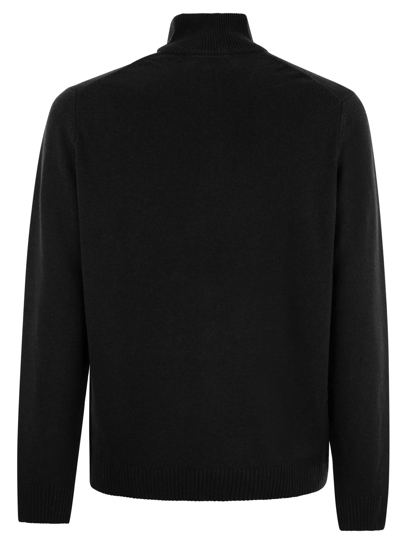 Shop Lacoste Wool Pullover With High Neck In Black
