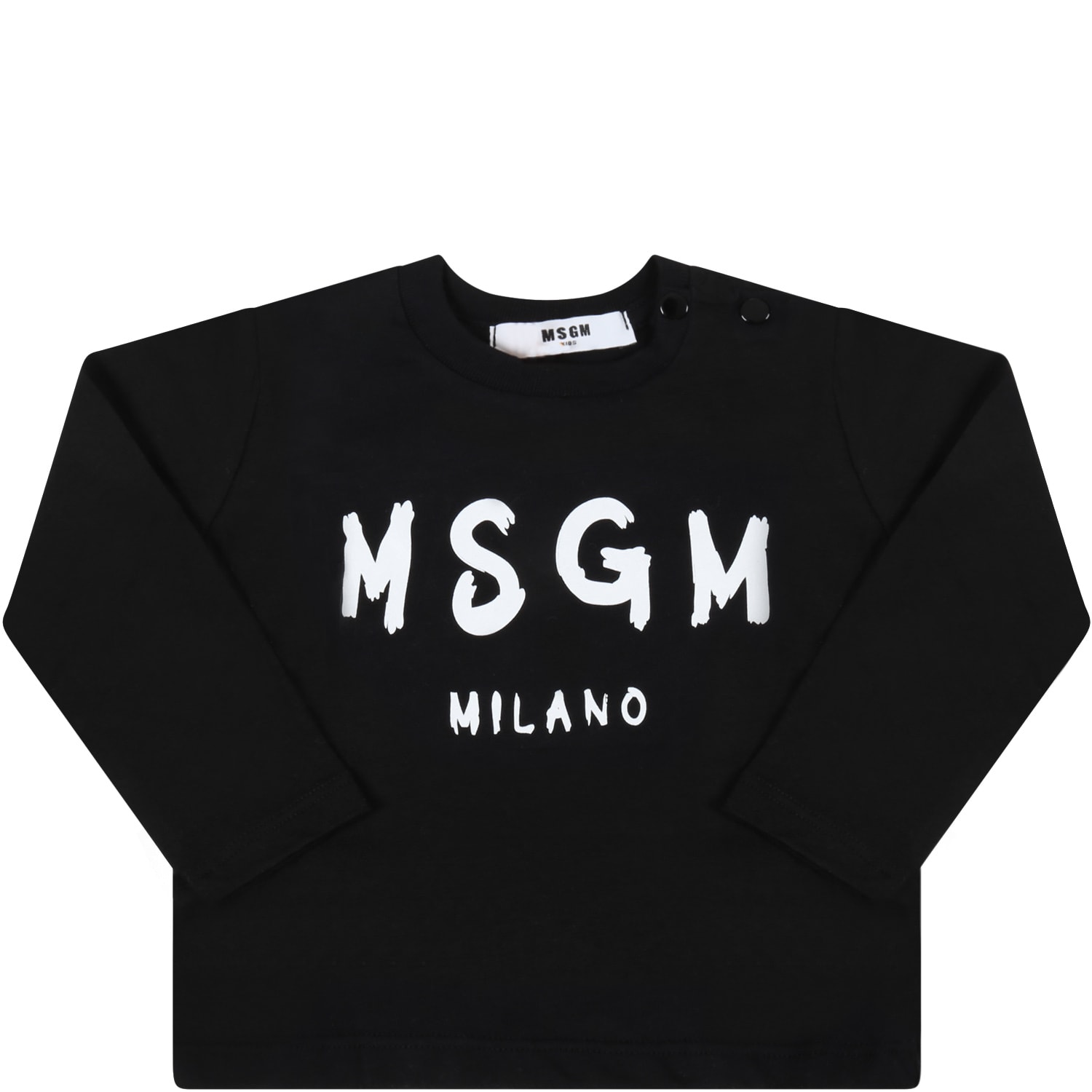 MSGM Black T-shirt For Babykids With Black Logo