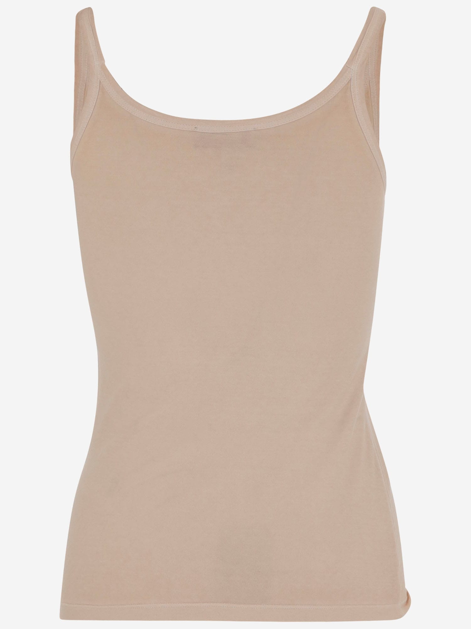 Blumarine Jersey Top With Cast-effect Logo In Beige