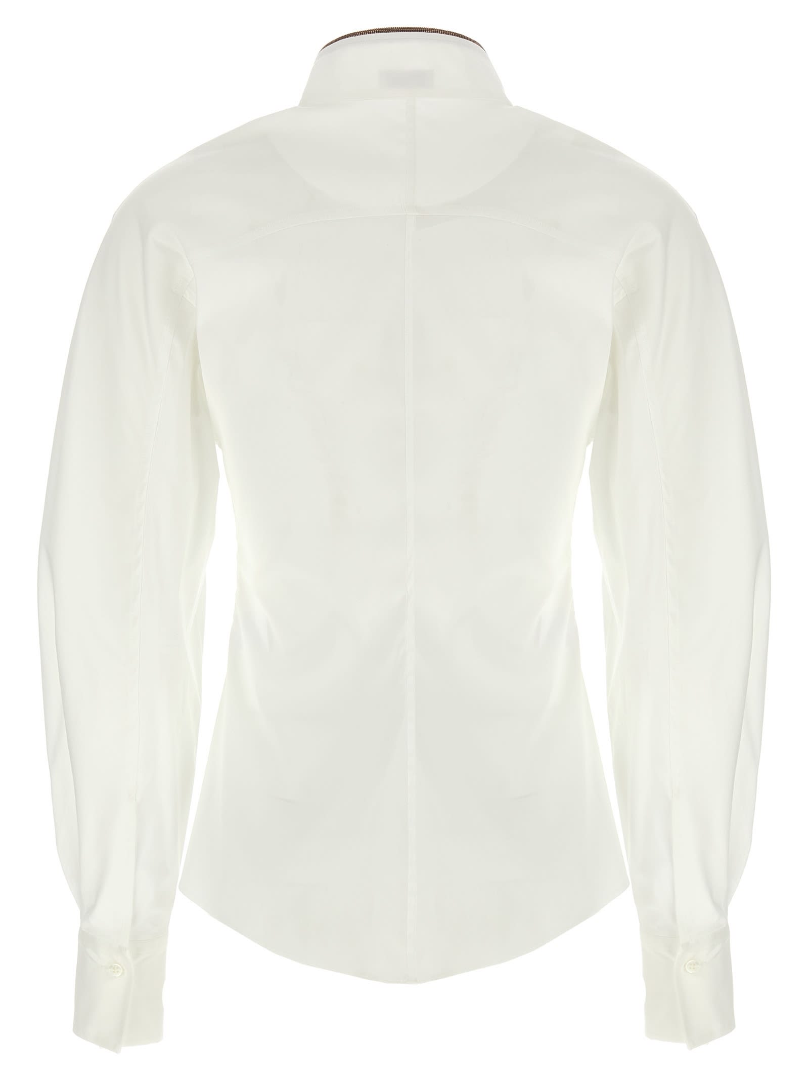 Brunello Cucinelli Shiny Collar Detail Shirt In White