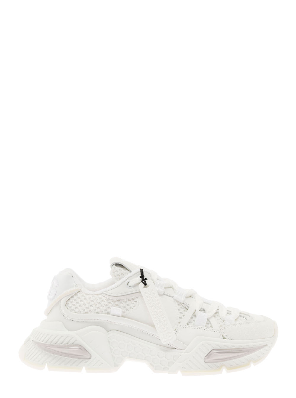 Dolce & Gabbana airmaster White Sneakers With Rubber Logo Label In Mixed Materials Woman