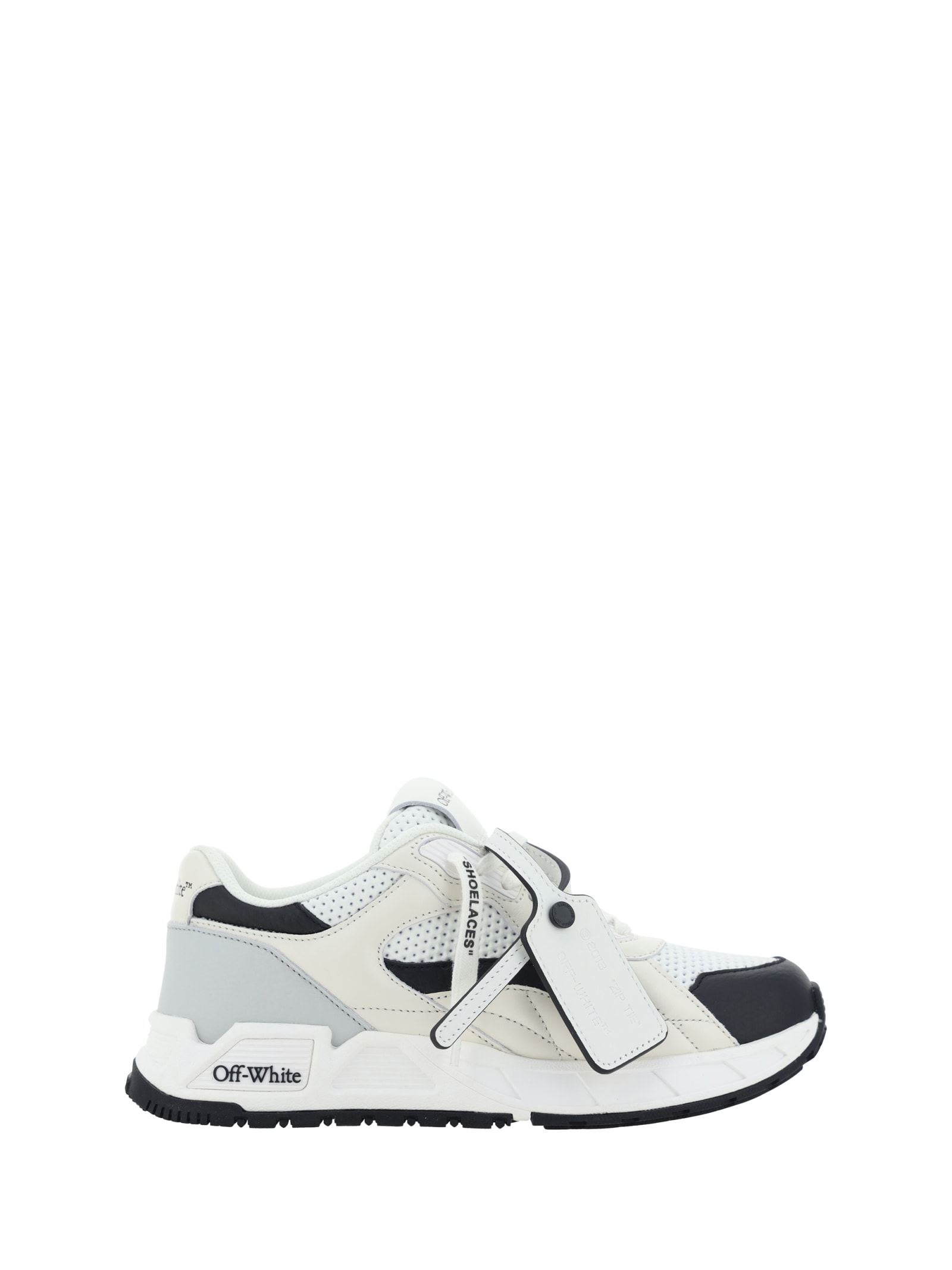 Off-white Off White Man Multicolor Leather Kick Off Sneakers In White Blac