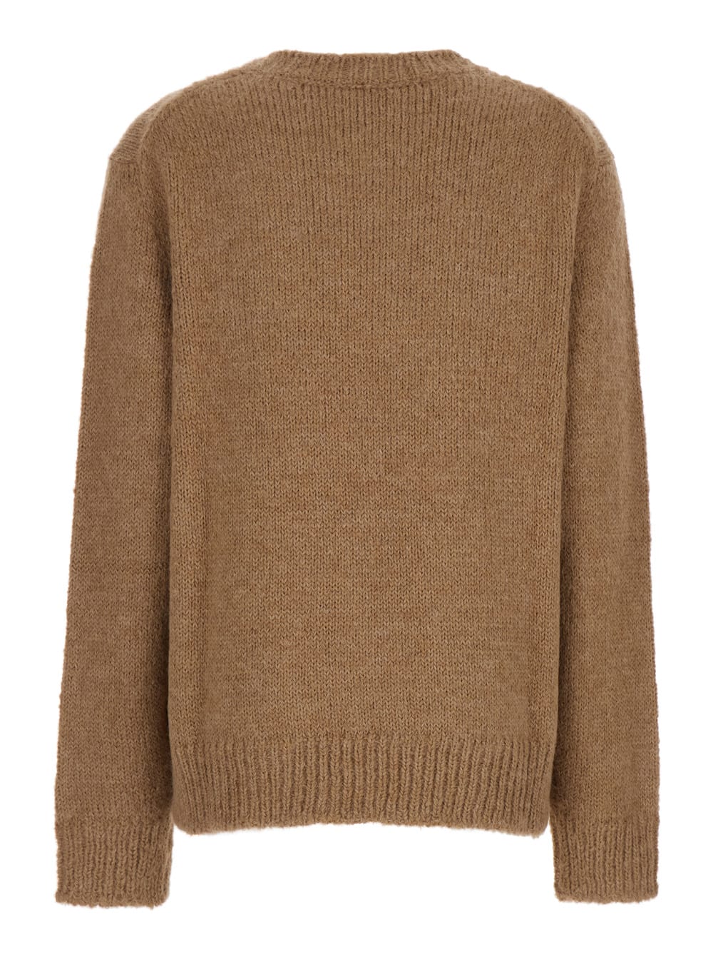 Shop Jil Sander Oversized Beige Sweater With Ribbed Trim In Wool Woman