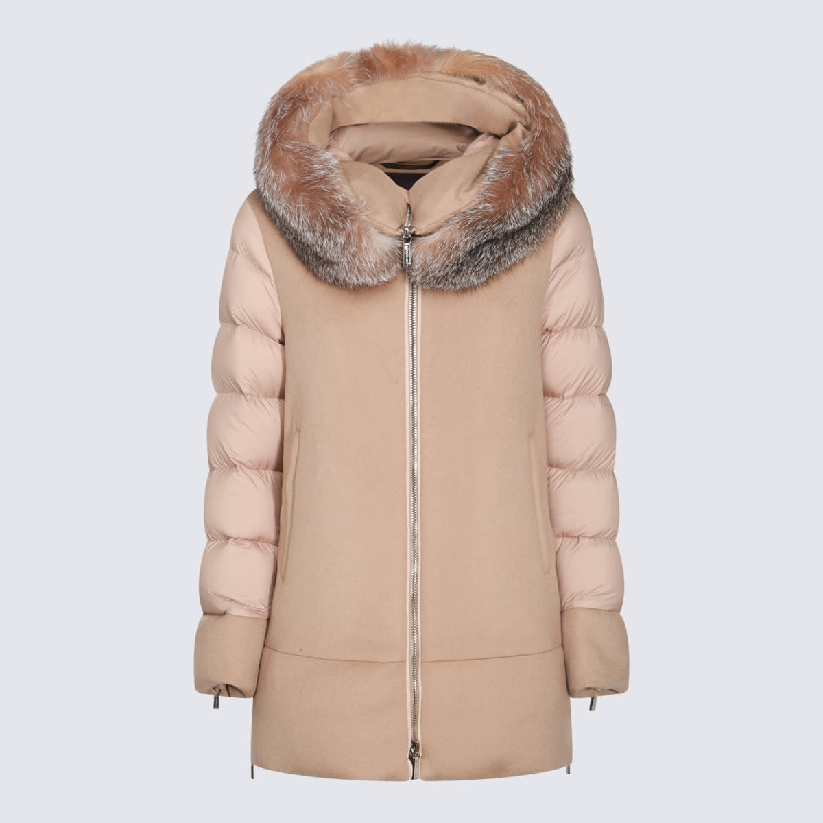 Shop Moorer Beige Wool Down Jacket In Brown