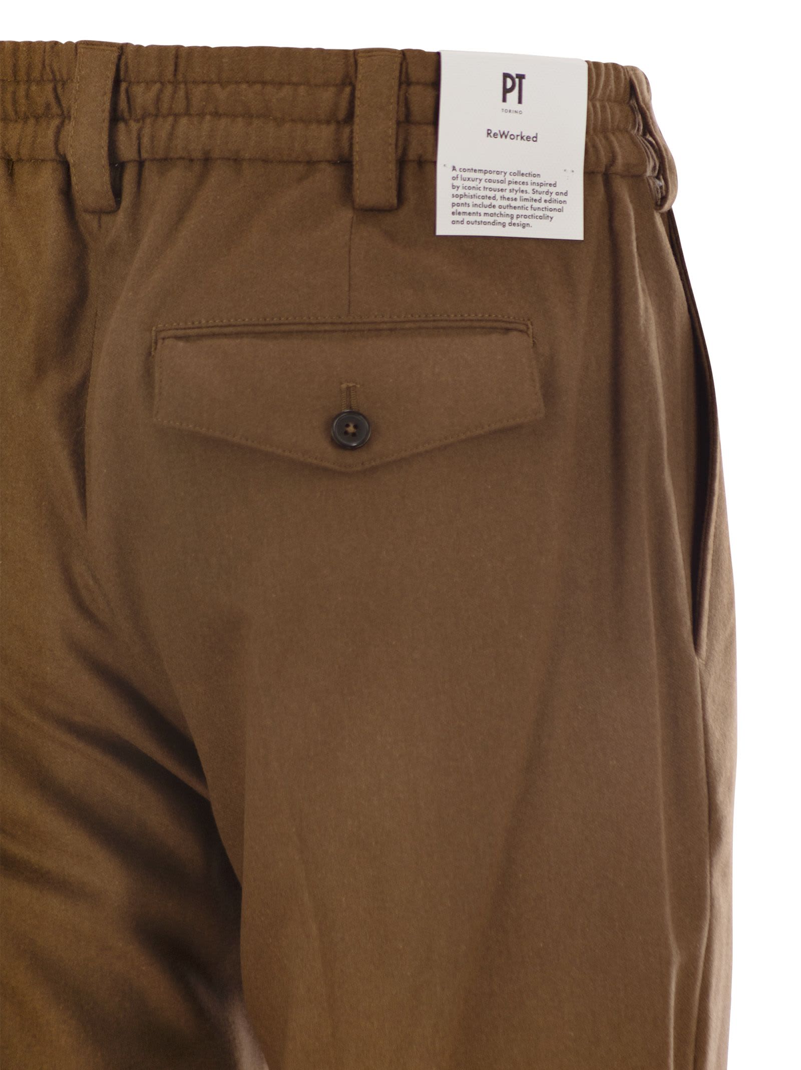 Shop Pt Torino The Rebel - Wool And Cashmere Trousers In Cognac