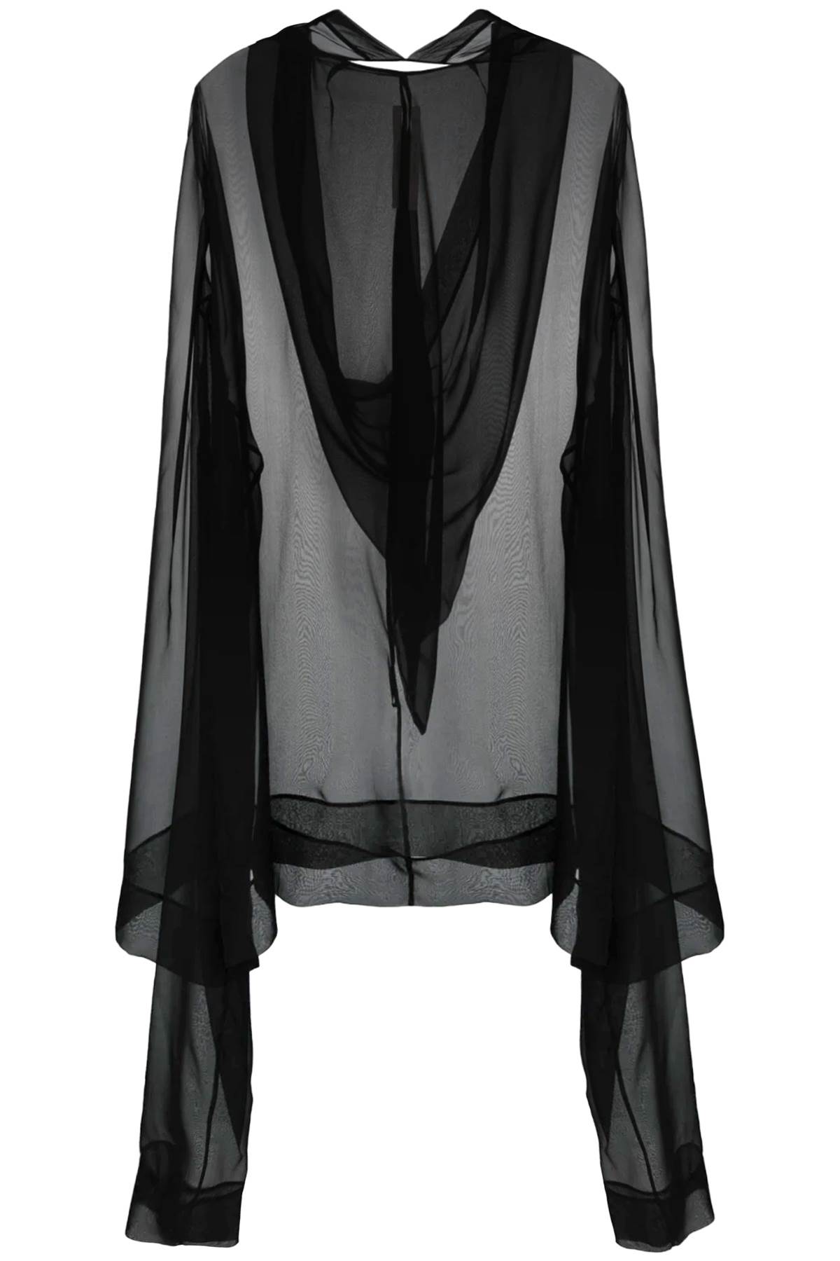 RICK OWENS SEE-THROUGH TUNIC DRESS WITH HOOD