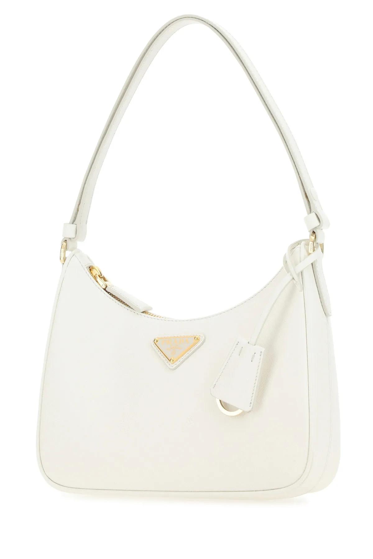 Shop Prada White Leather Shoulder Bag