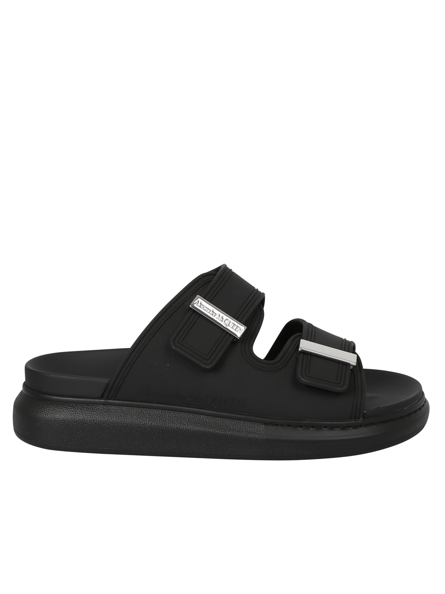 Alexander McQueen Double-strap Rubber Black Sandals