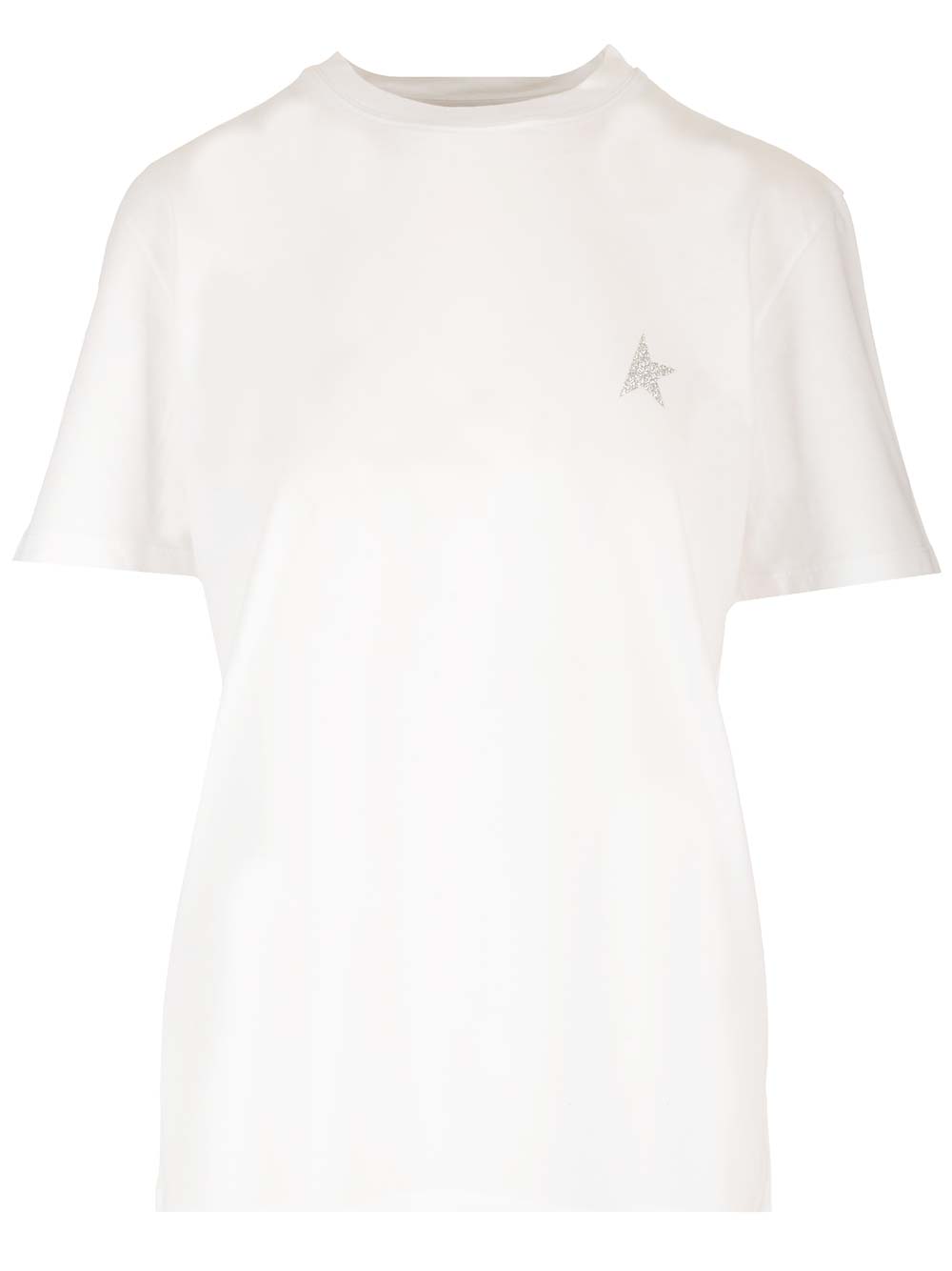 Shop Golden Goose White T-shirt With Glitter Star