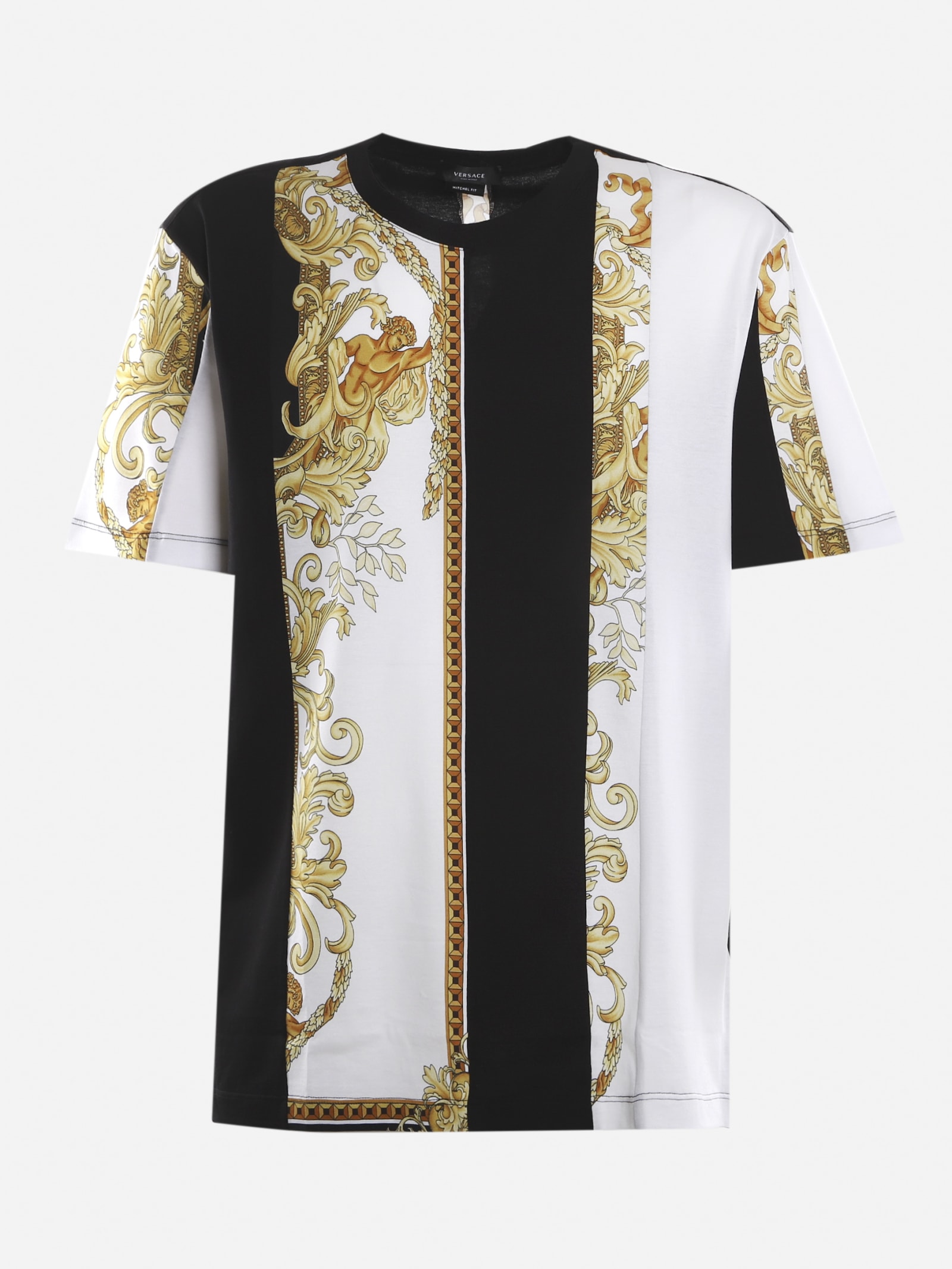 Versace Cotton T-shirt With All-over Barocco Print