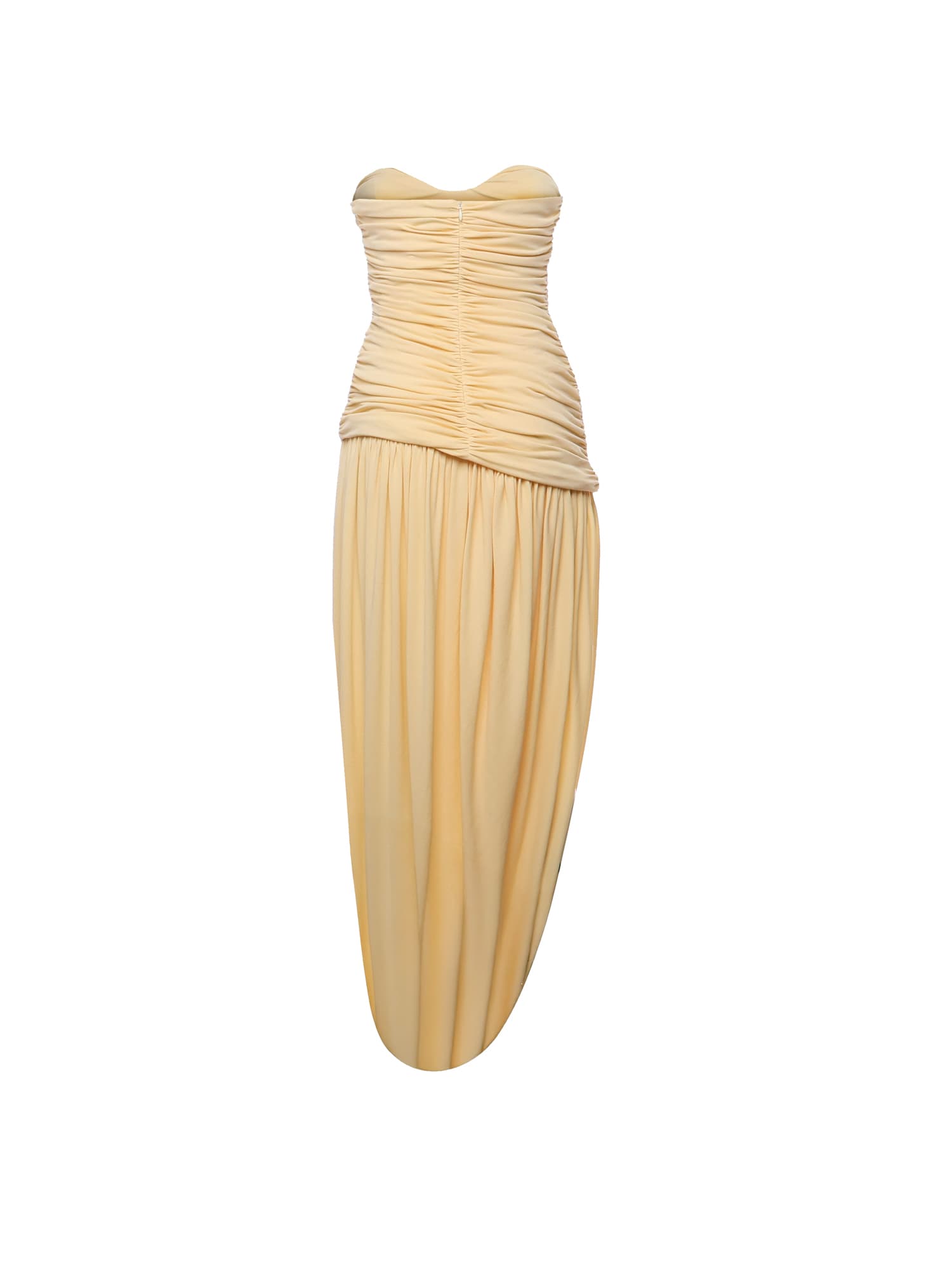 Magda Butrym Long Draped Crepe Jersey Dress In Yellow