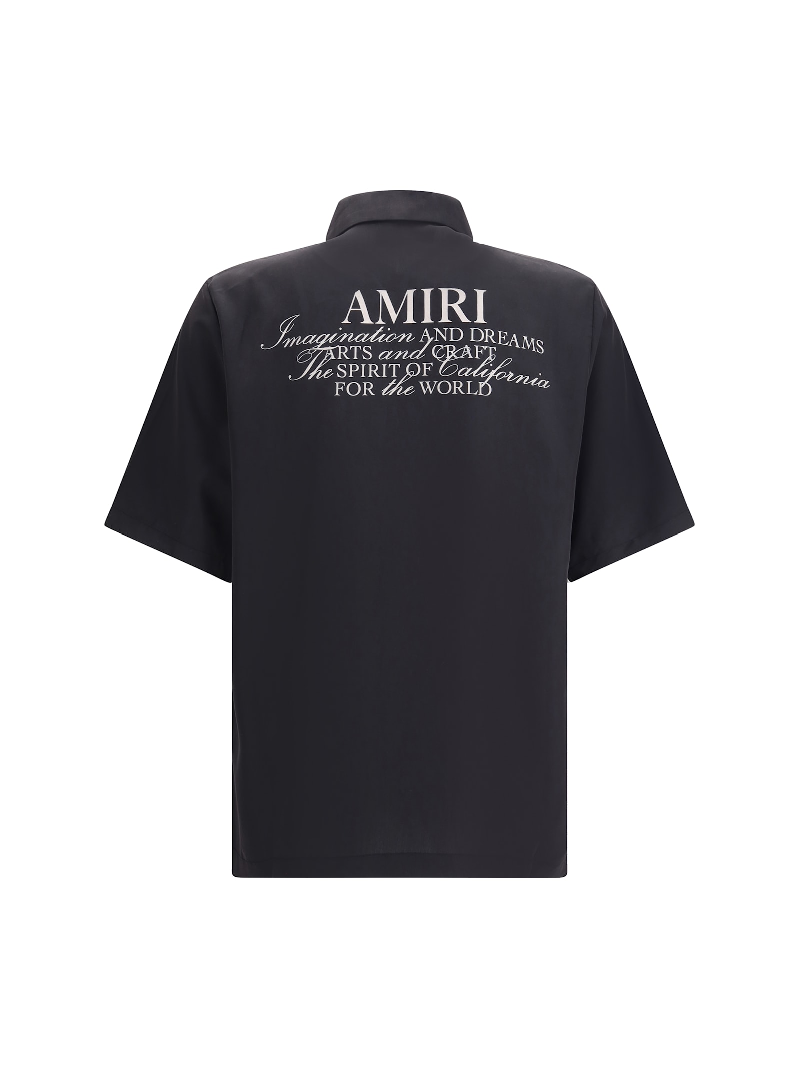 Amiri Mens Black Spirit Logo-patch Woven Bowling Shirt