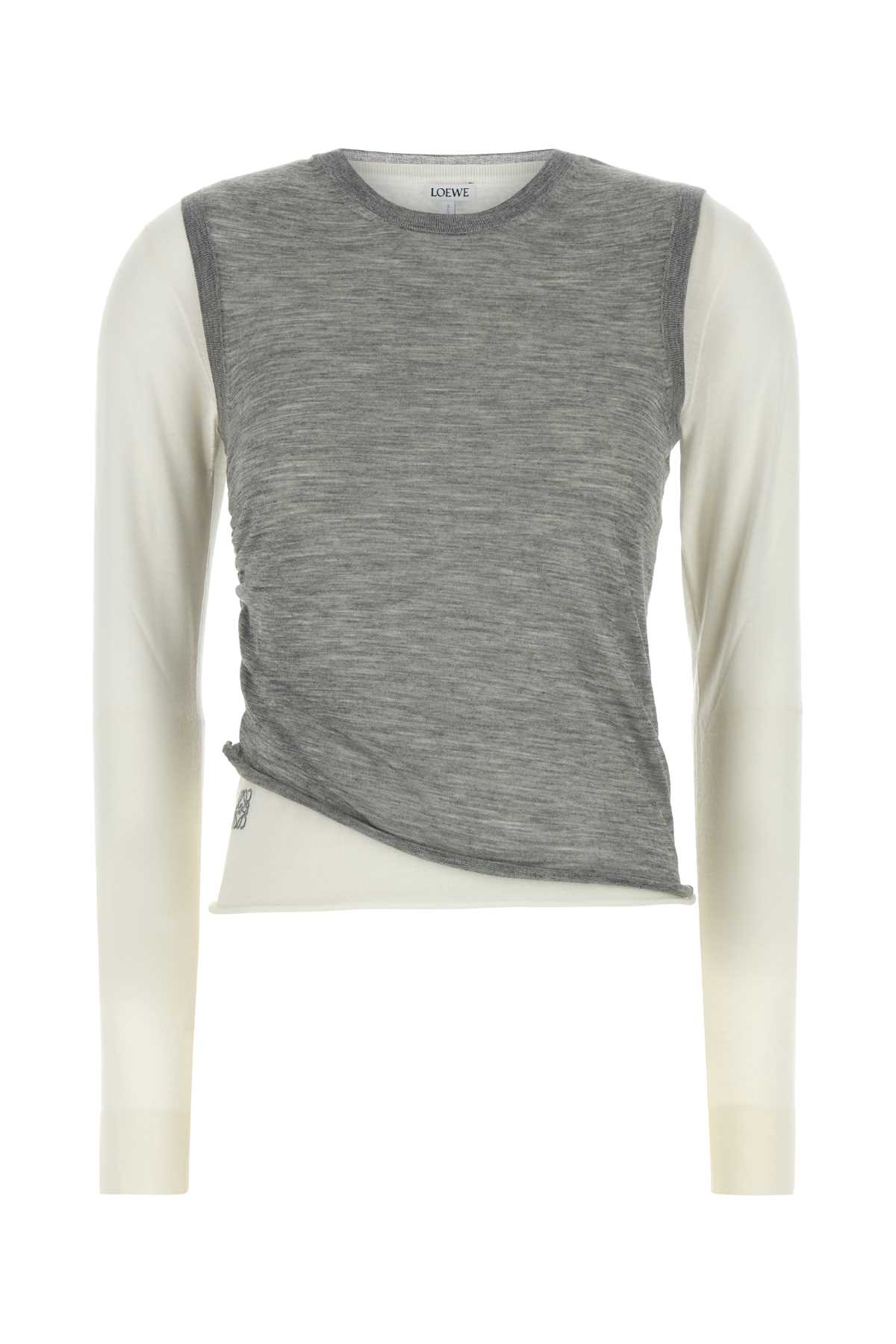 Loewe Two-tone Cashmere Sweater In Gray
