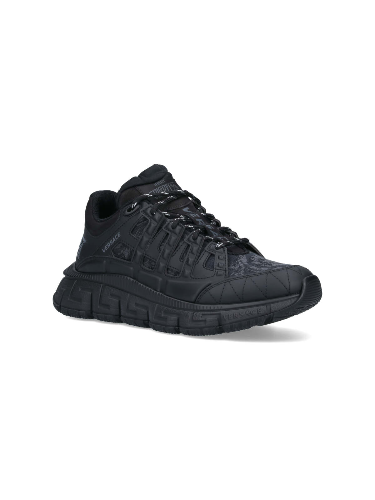 Shop Versace Trigreca Barocco Sneakers In Black