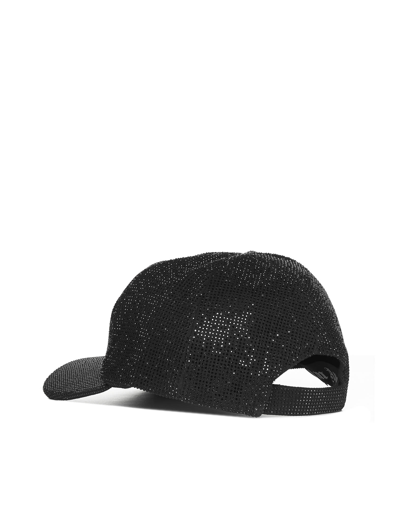 Palm Angels Woman Embellished Cotton Baseball Cap In Black