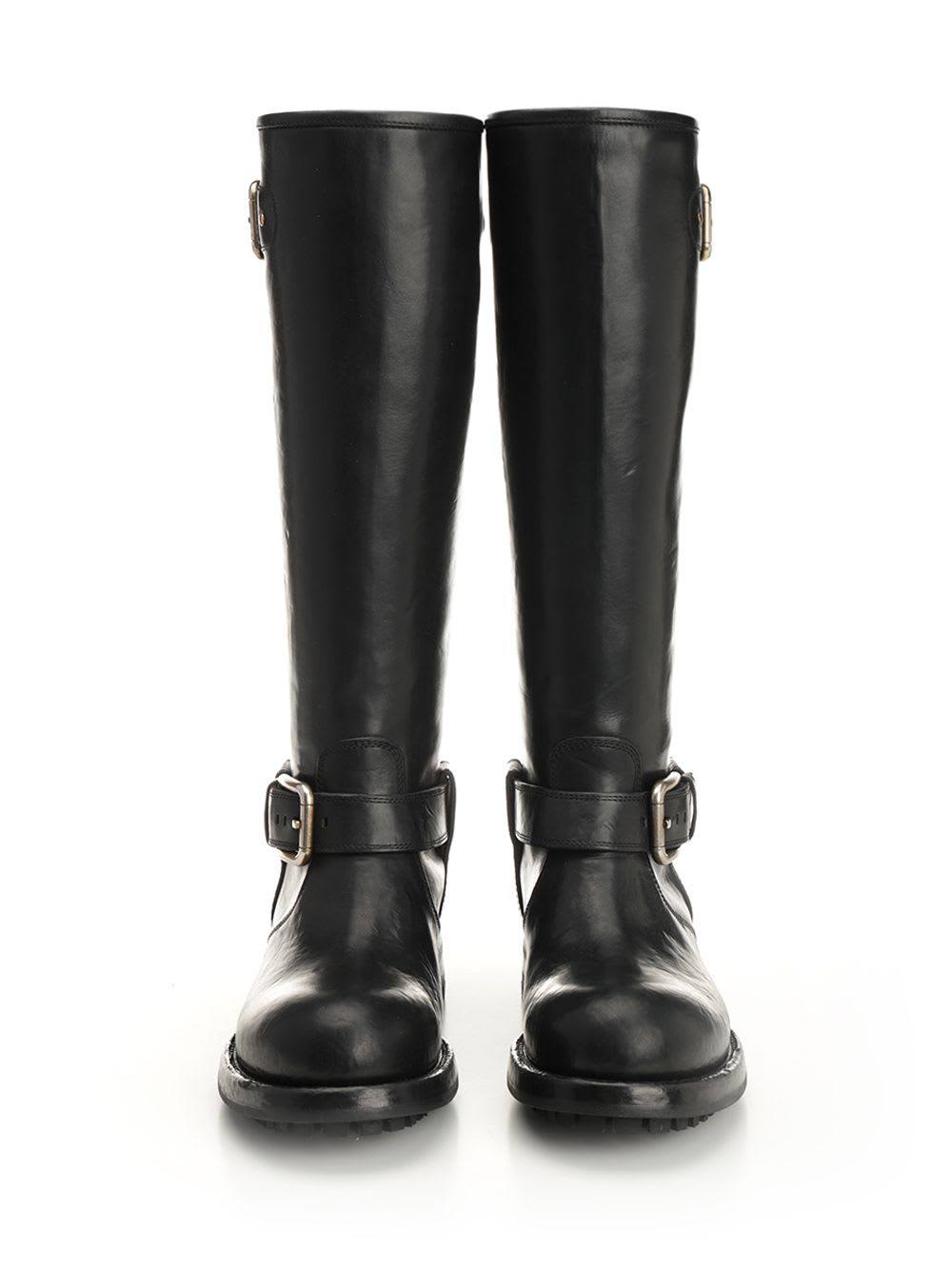 Dolce & Gabbana Leather Biker Boot In Black