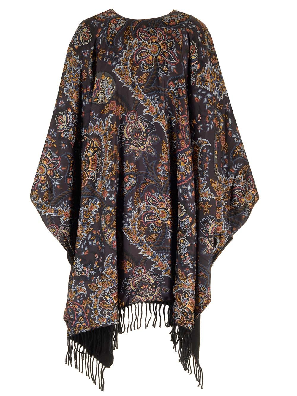 Shop Etro Wool And Silk Cape In Multicolor