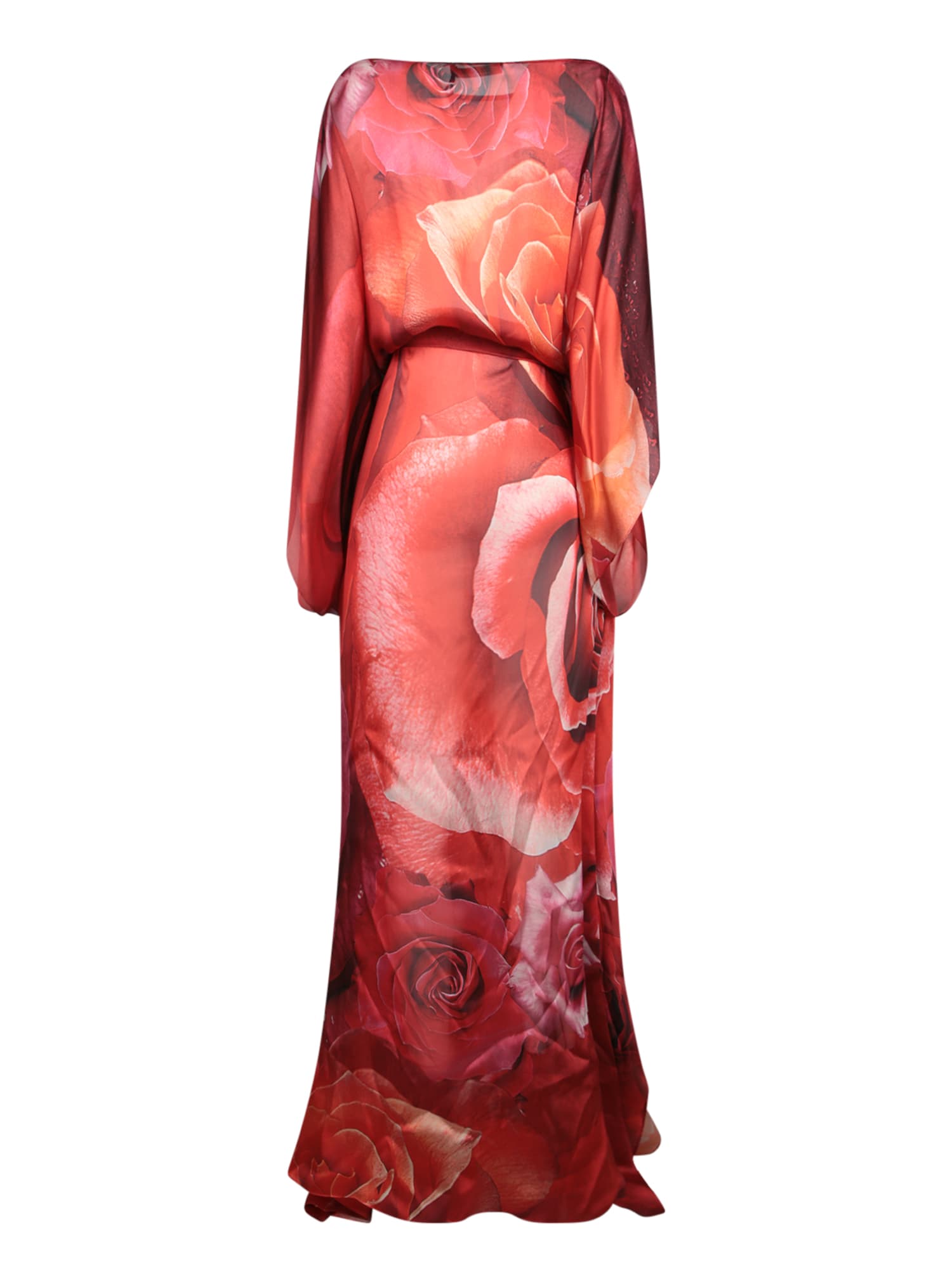 Roberto Cavalli Garden Rose Kaftan Dress In Red