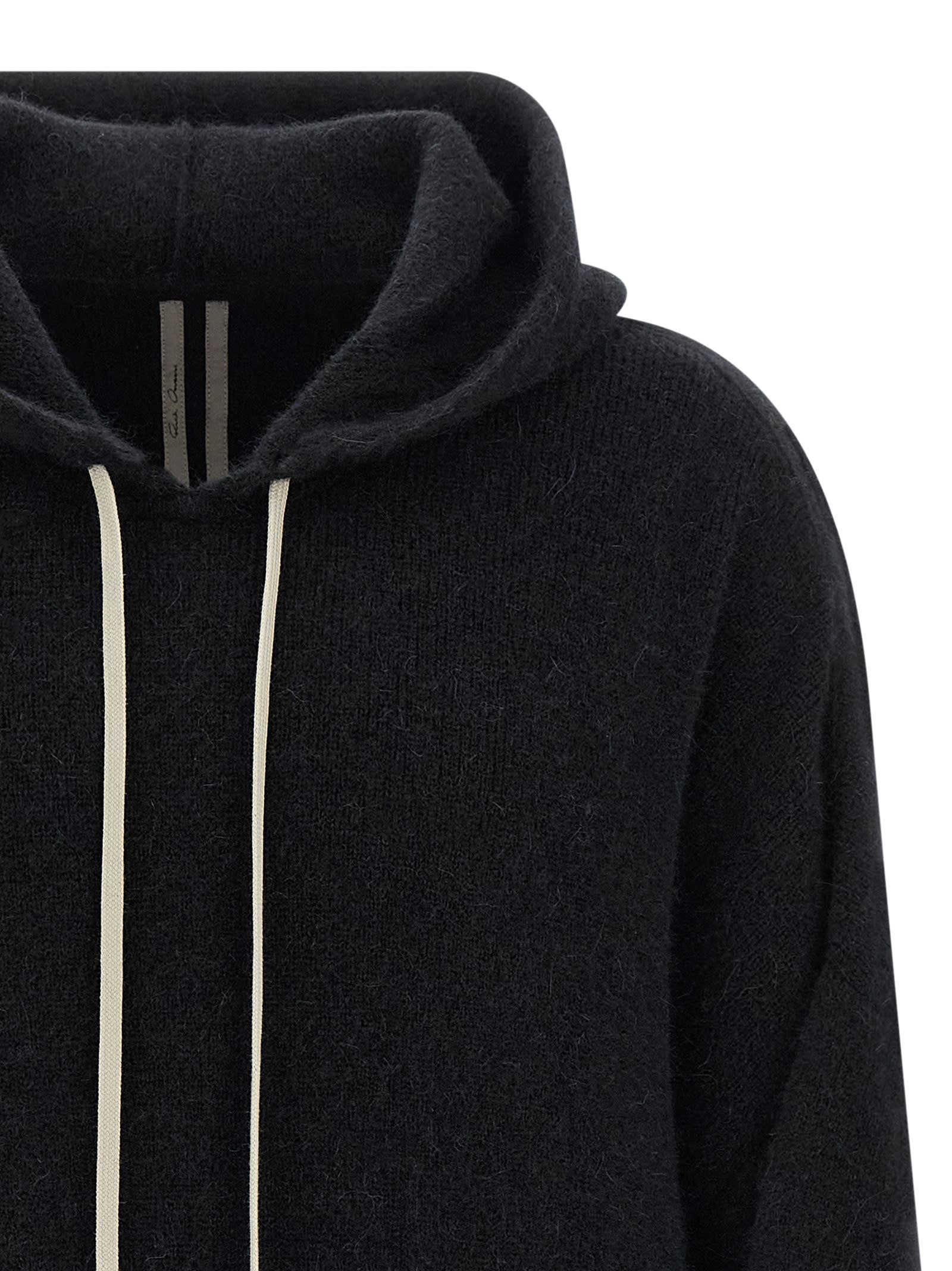 Rick Owens Hun Hoodie Sweater In Black