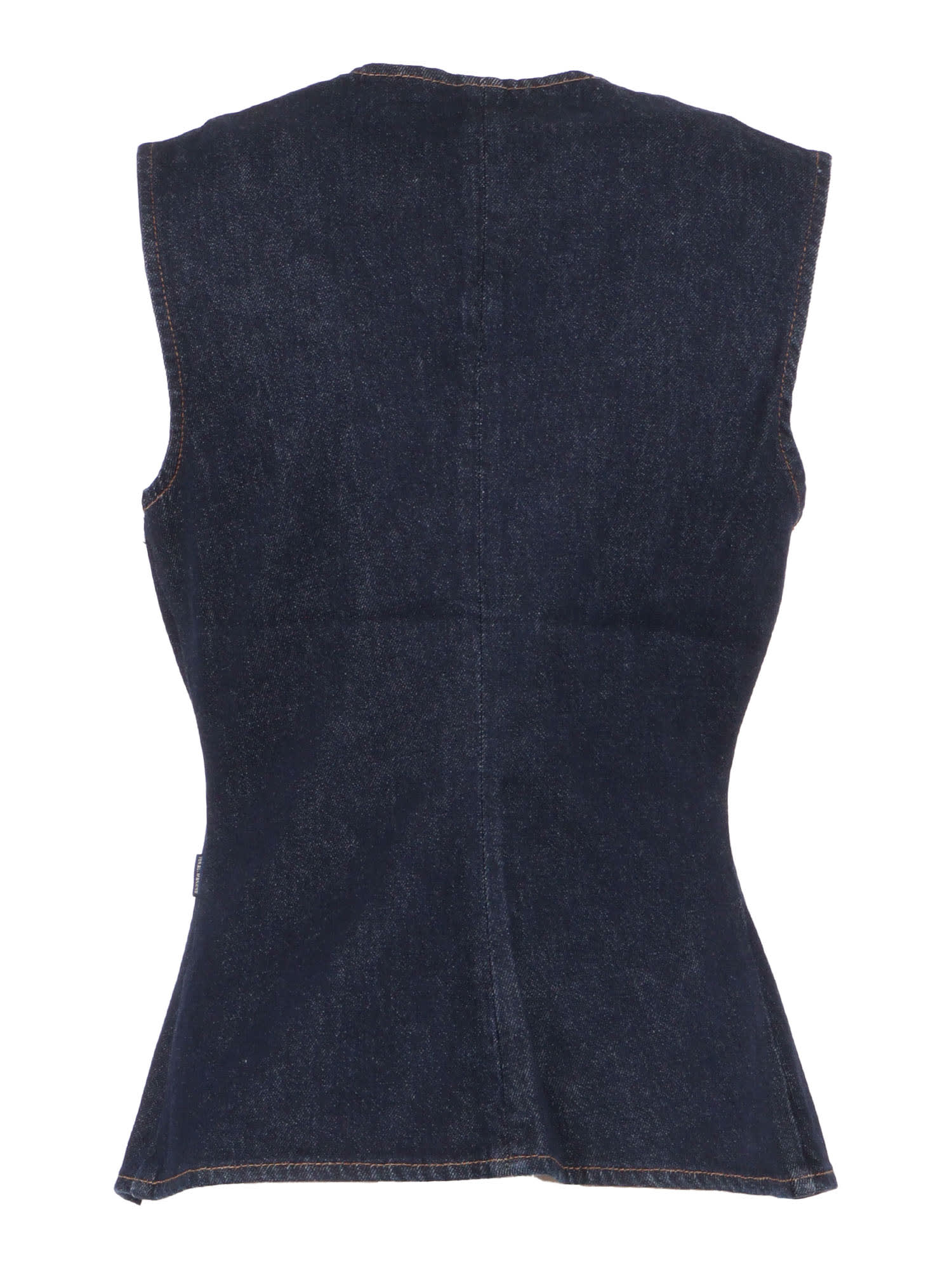 7 For All Mankind Lady Button-fastening Denim Waistcoat In Blue