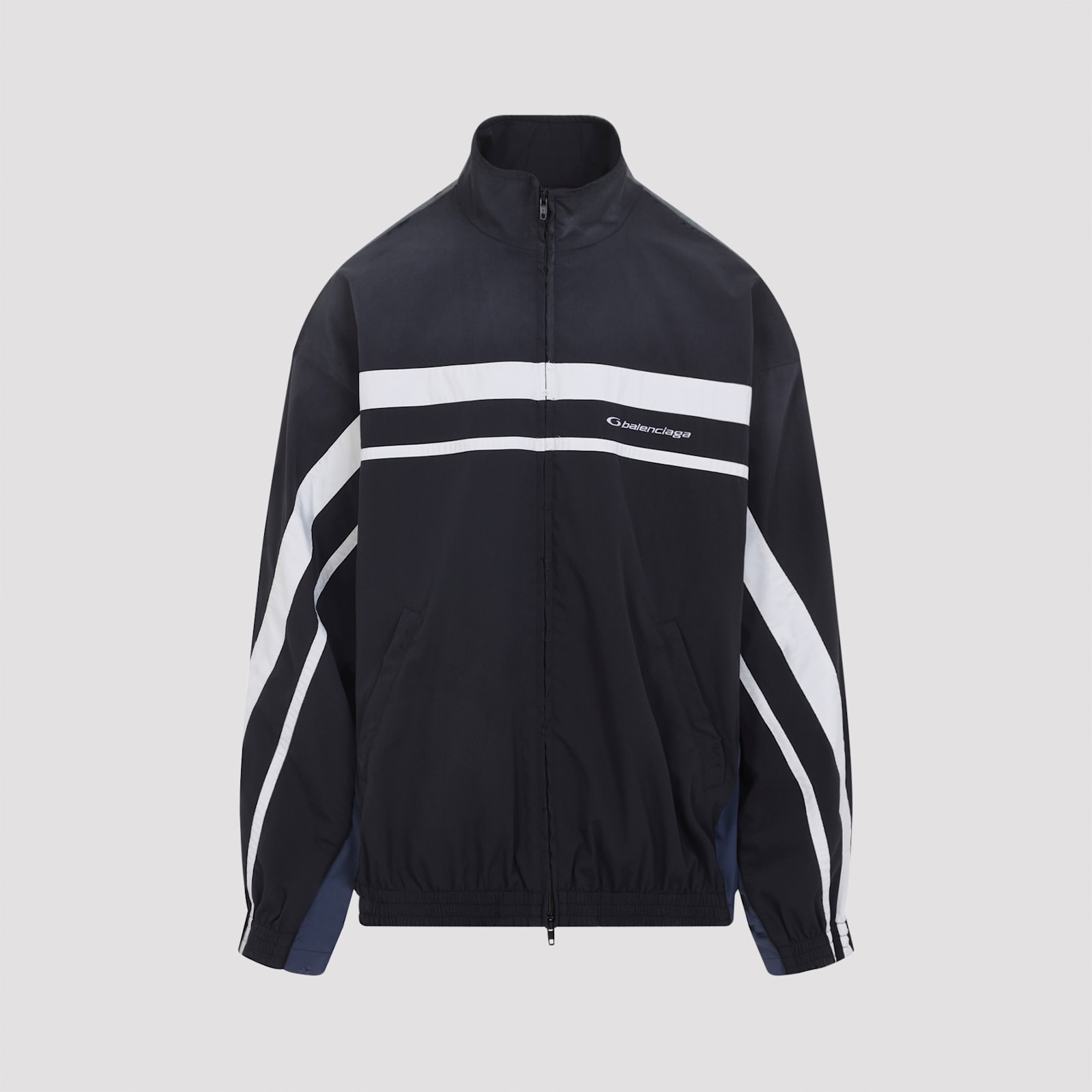 Balenciaga Color Block Design Jacket With Elastic Cuffs In Black