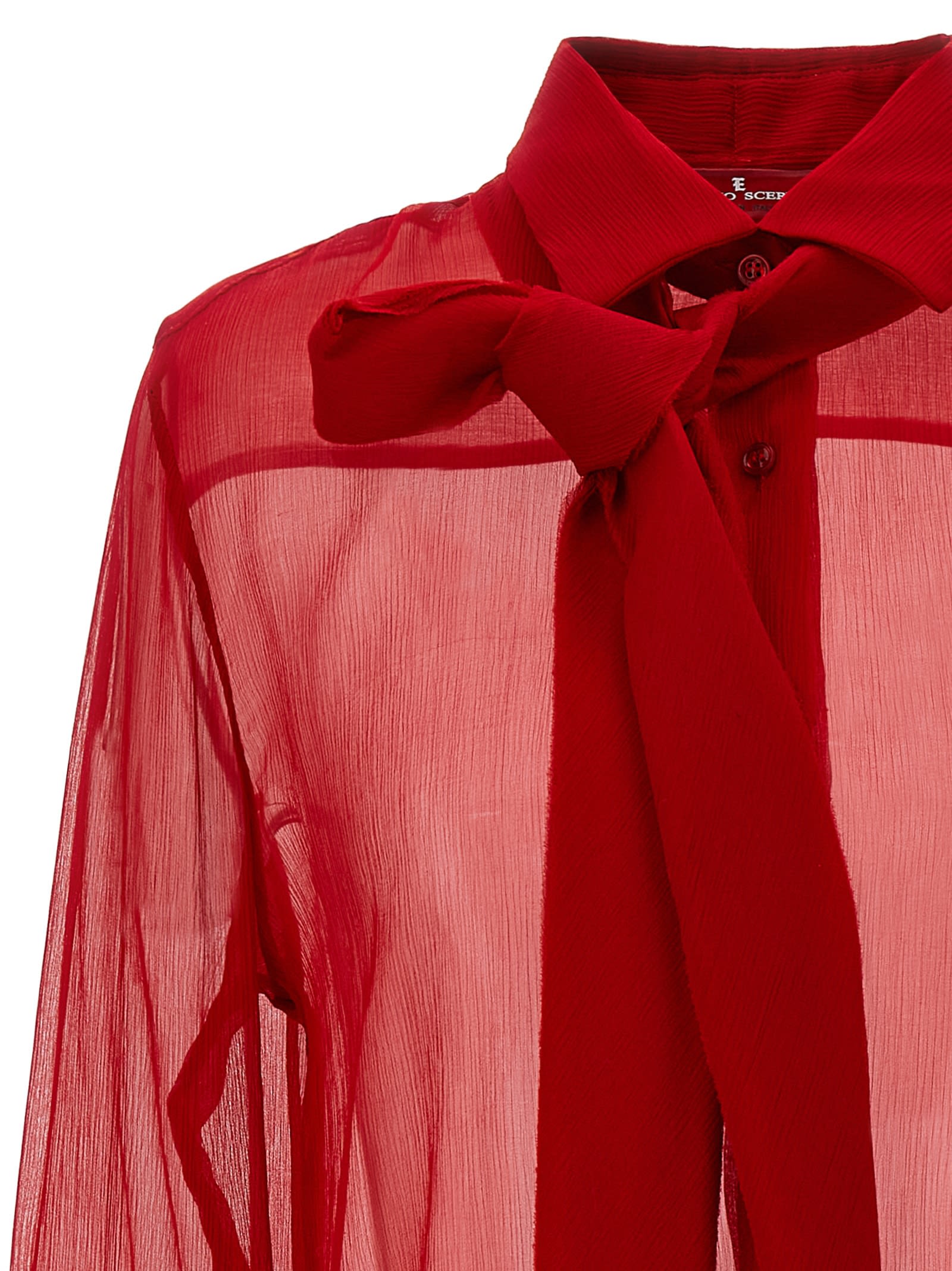 Shop Ermanno Scervino Pussy Bow Shirt In Red