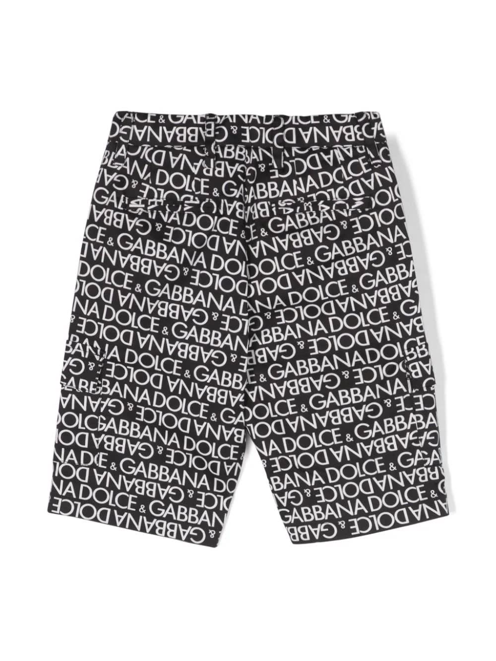 Shop Dolce & Gabbana Black Bermuda Shorts With All-over Logo