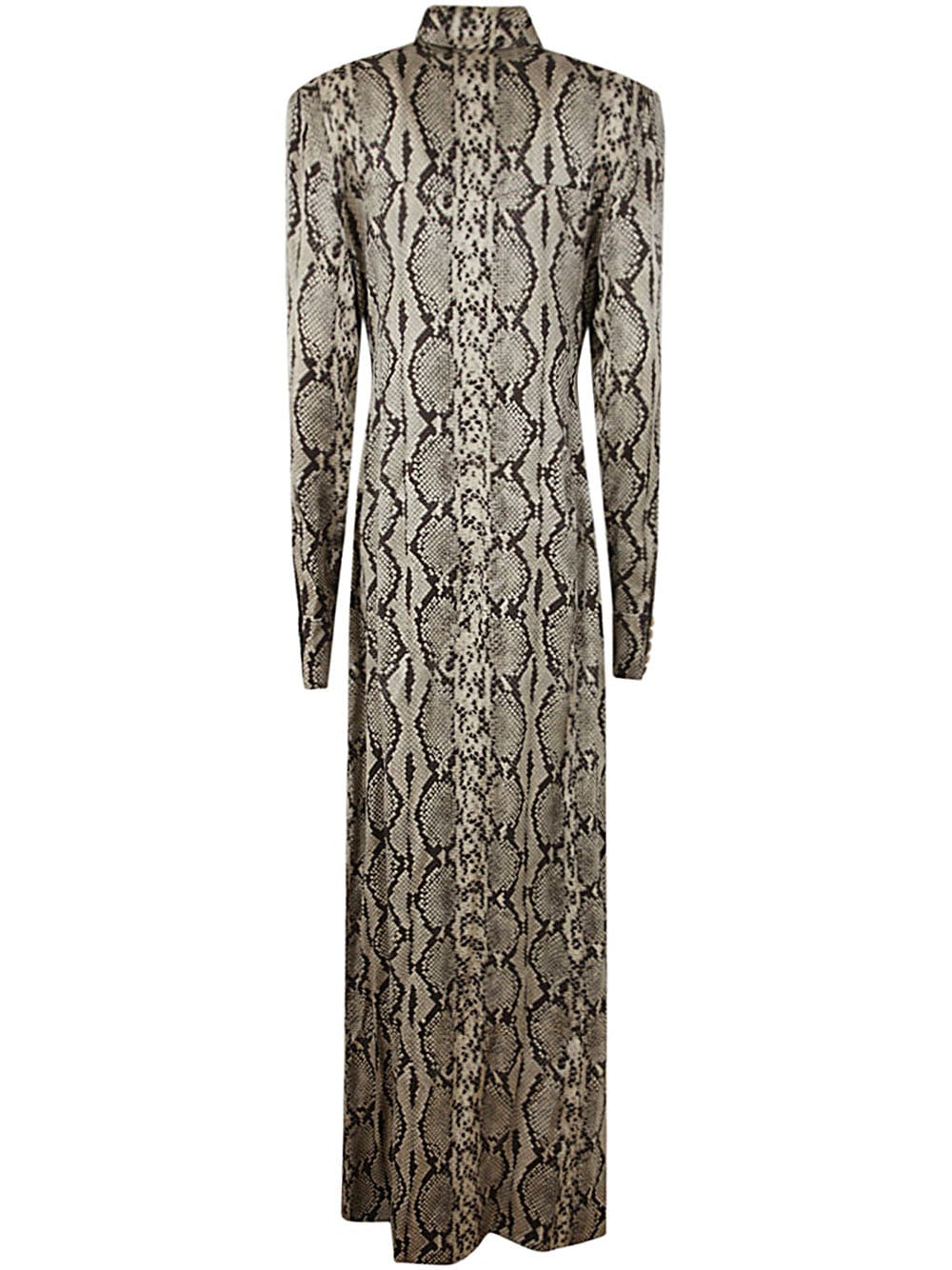 Shop Balmain Long Sleeve Python Satin Long Shirt Dress In Ah Gris Clair