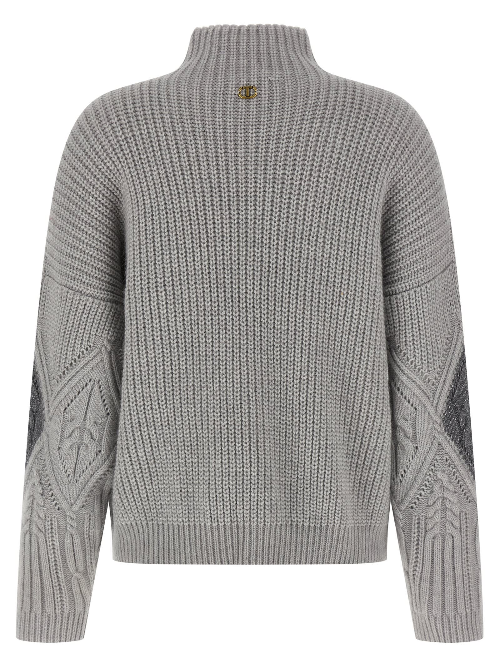 Twinset Lozenge Intarsia Sweater In Gray
