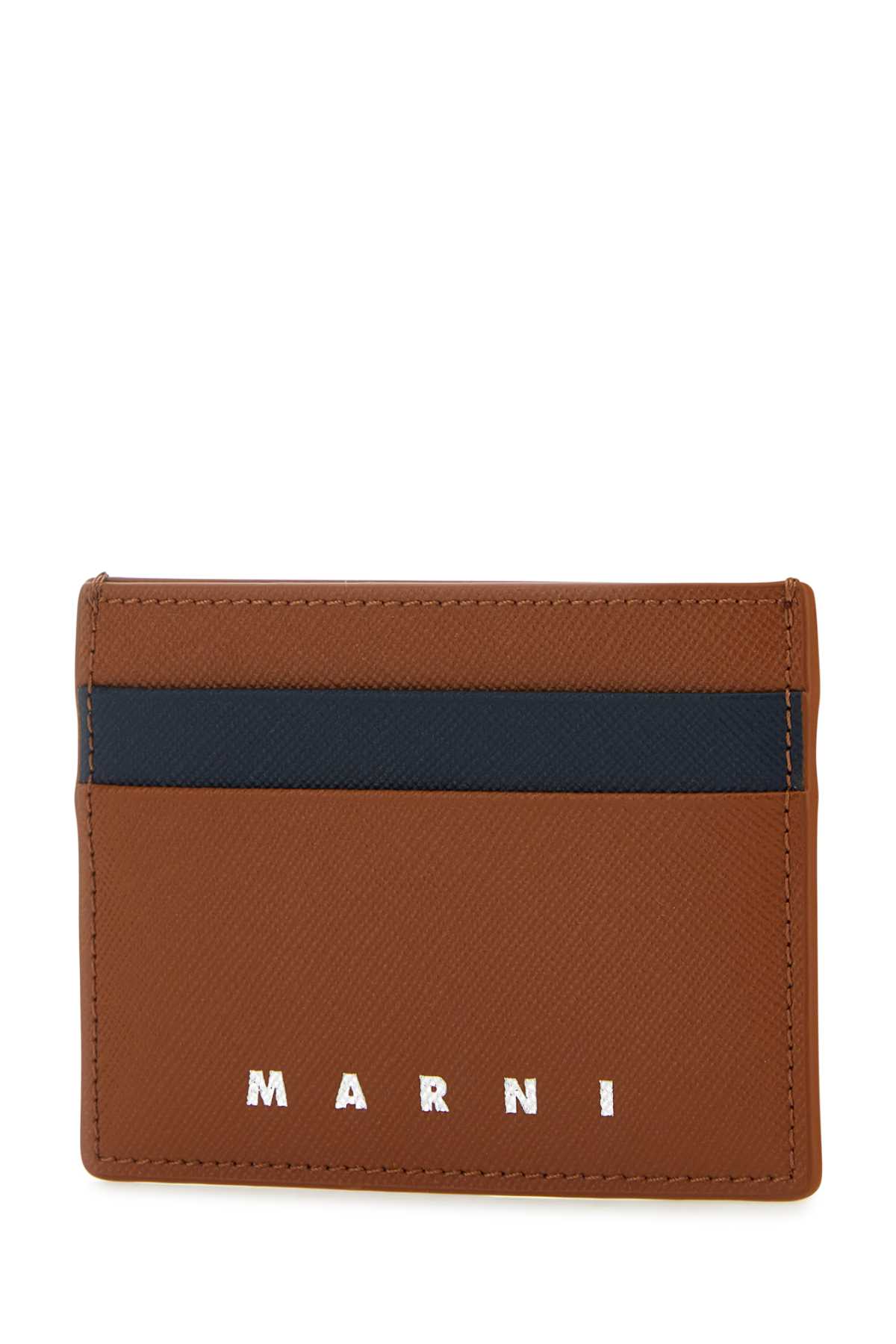 Shop Marni Two-tone Leather Cardholder In Mocanightblue
