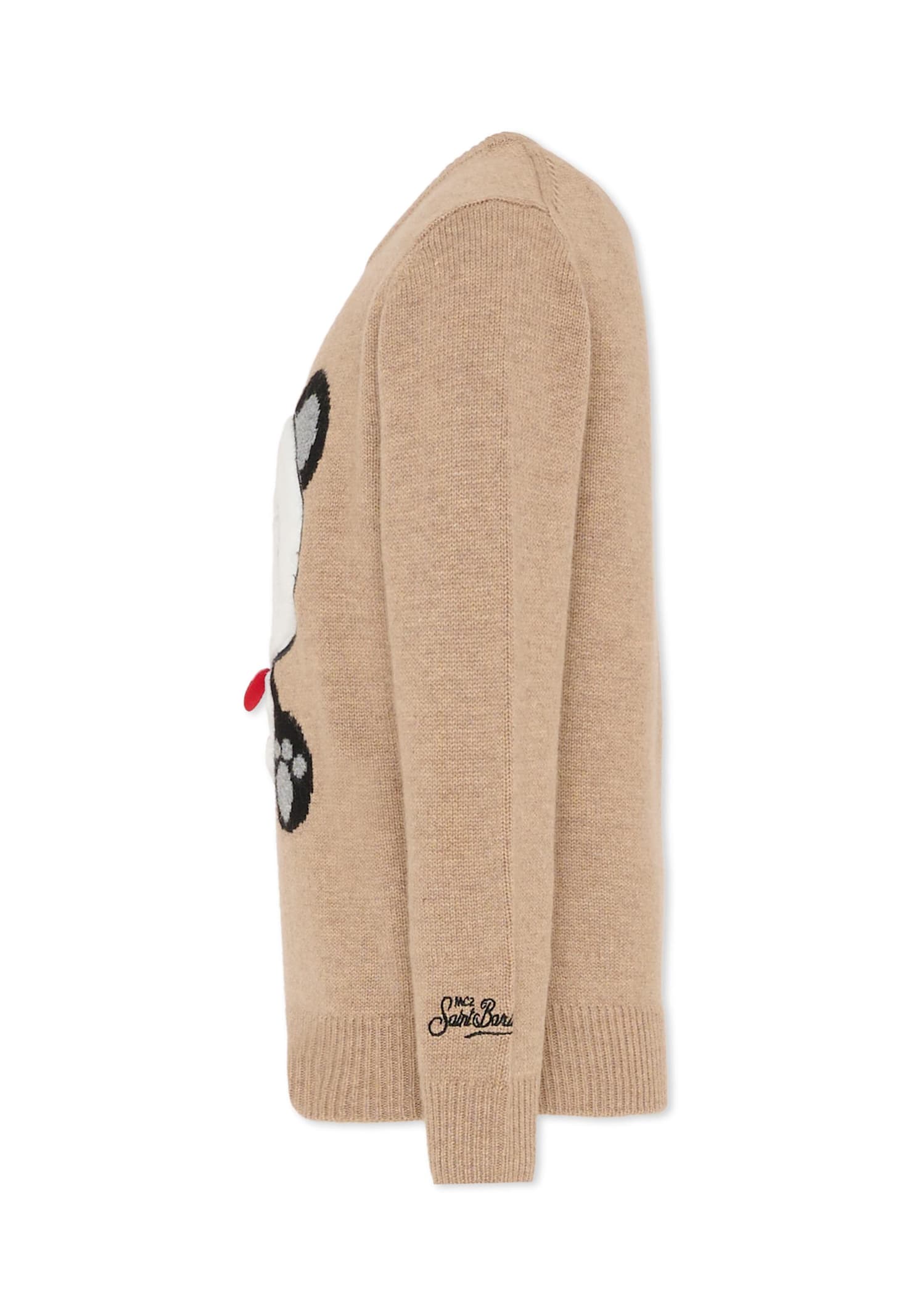 Mc2 Saint Barth Brown Sweater For Kids With Panda In Brown
