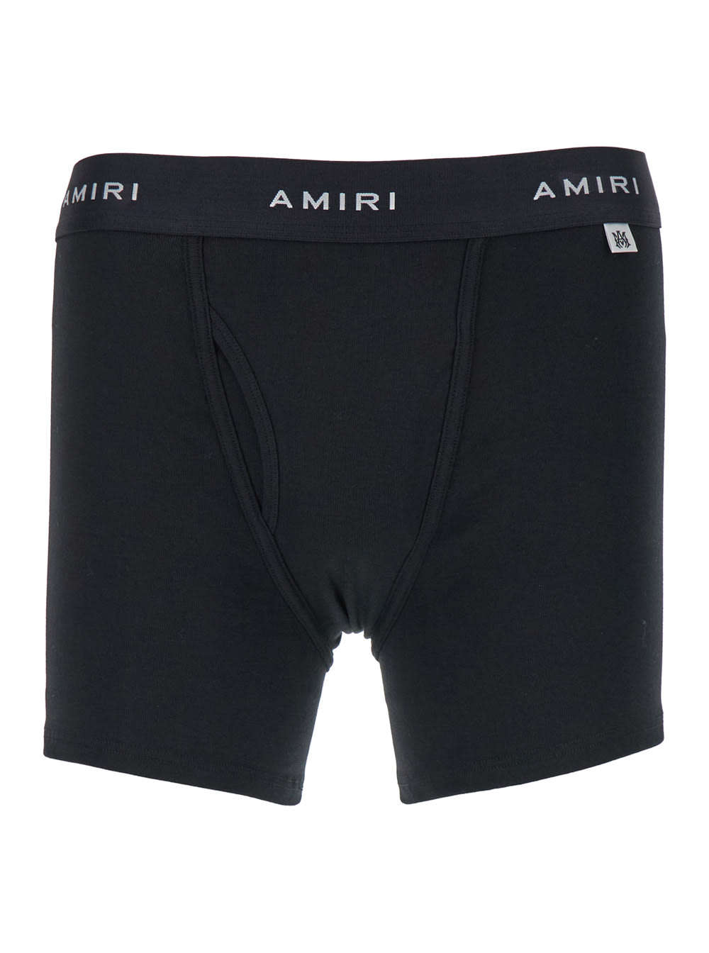 Black Boxer Briefs With Branded Band In Stretch Cotton Man