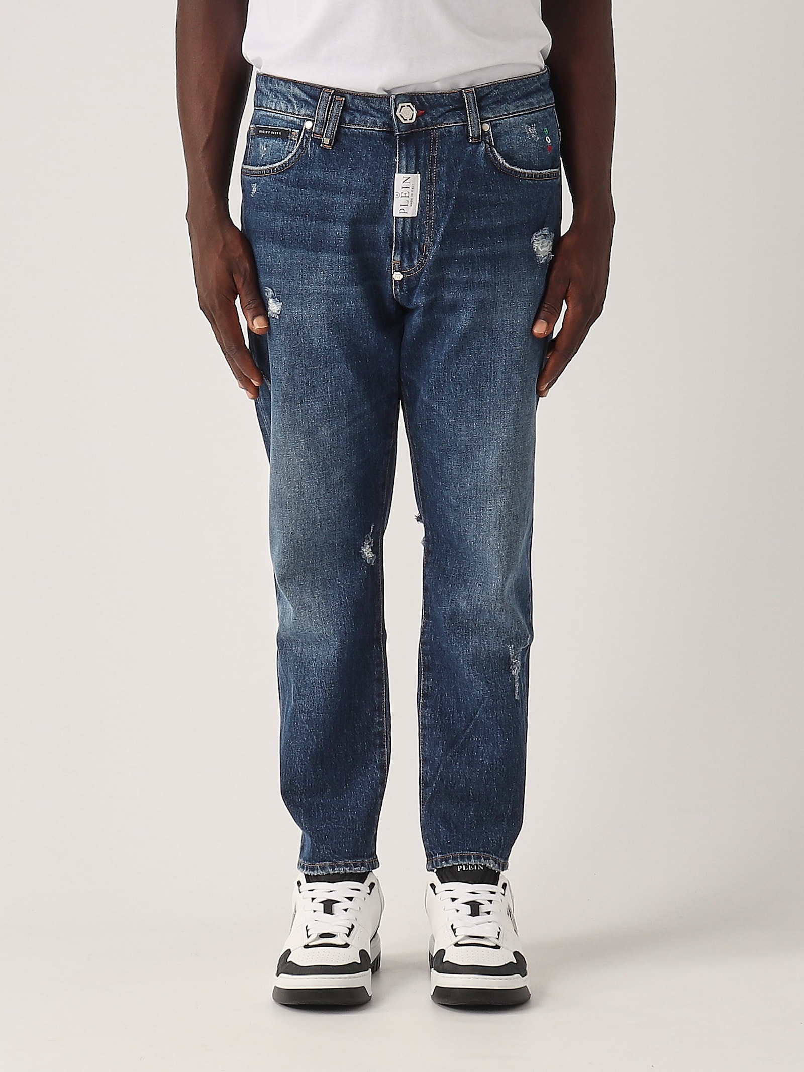 Shop Philipp Plein Pantalone Uomo Jeans In Denim Medio