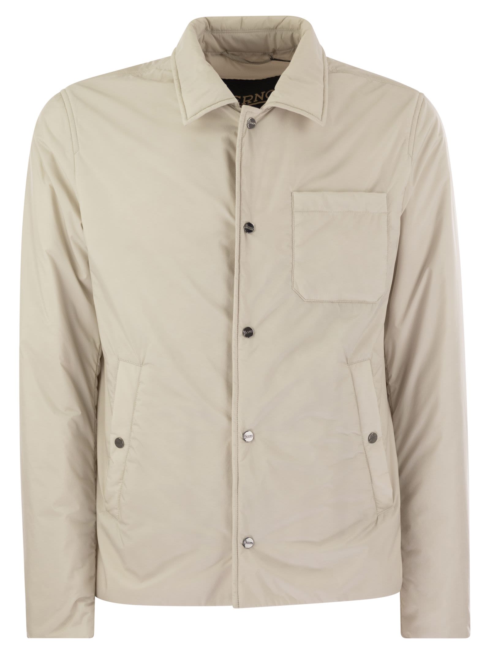 Shop Herno Shirt-cut Jacket In Ecoage In Light Beige