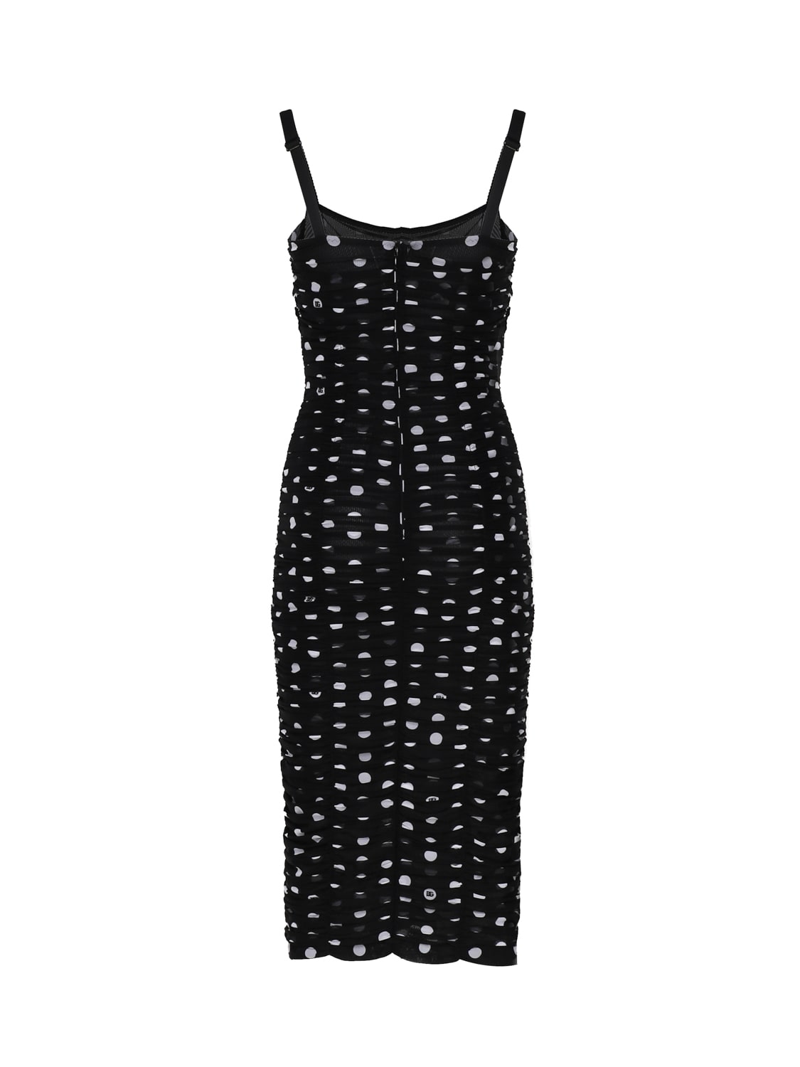 Shop Dolce & Gabbana Pois Midi Dress In Black