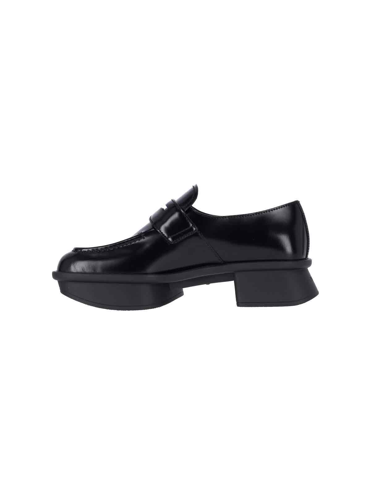 Prada Brushed Leather Squared-toe Loafers In Black