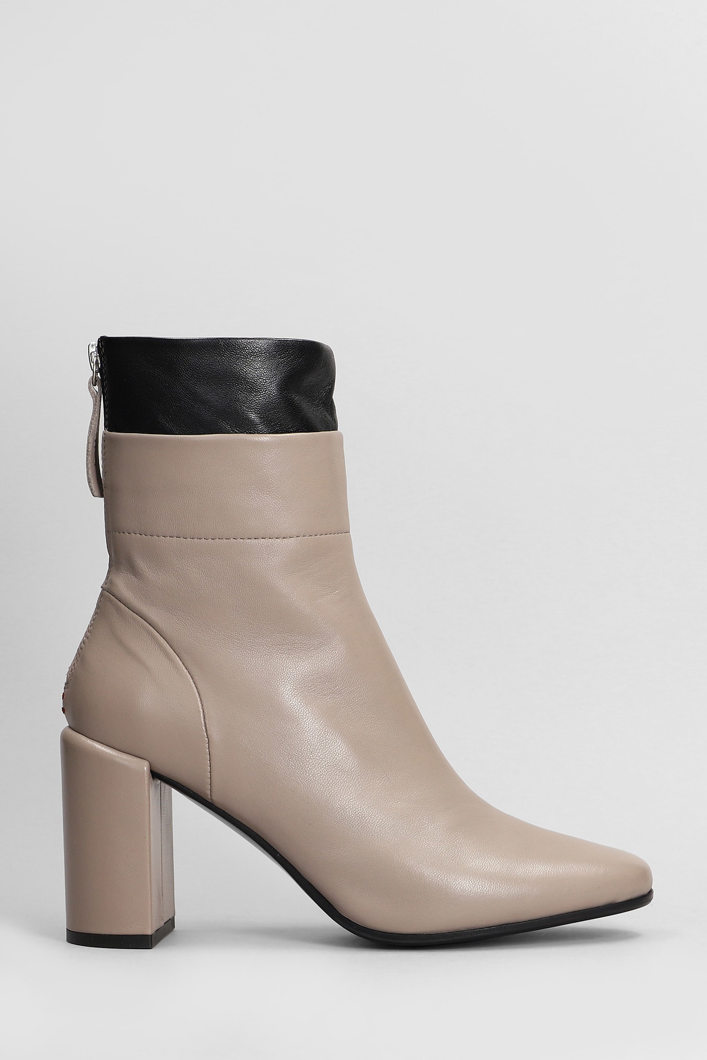 Baron High Heels Ankle Boots In Taupe Leather