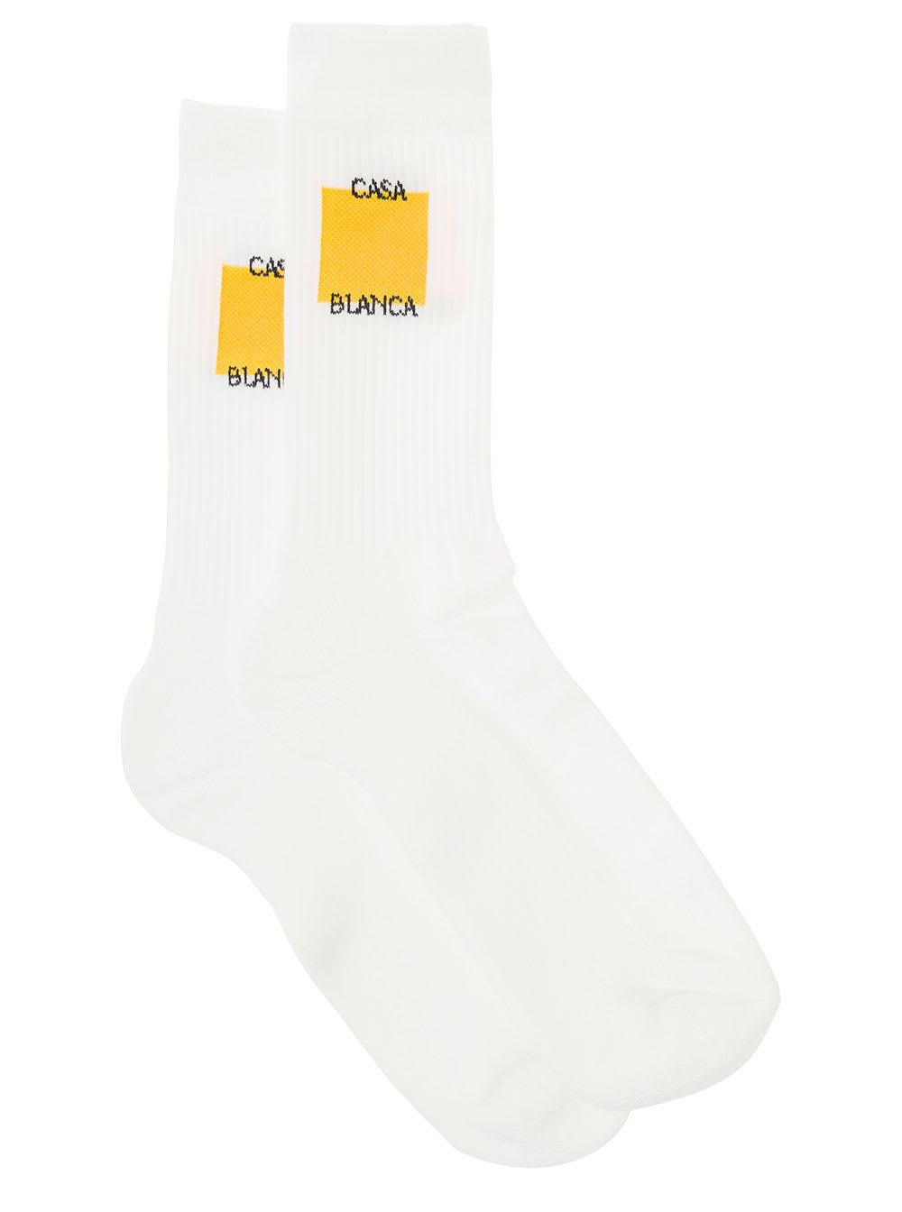 White High Socks With Logo Print In Cotton Man
