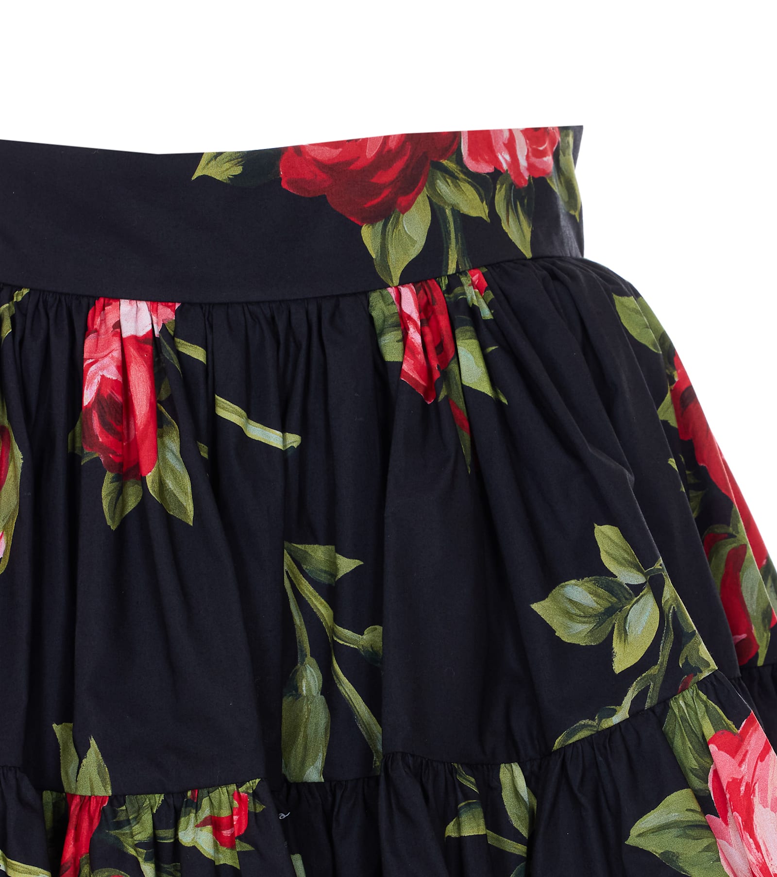 Dolce & Gabbana Black Mini Skirt With Floral Print Dolce E Gabbana