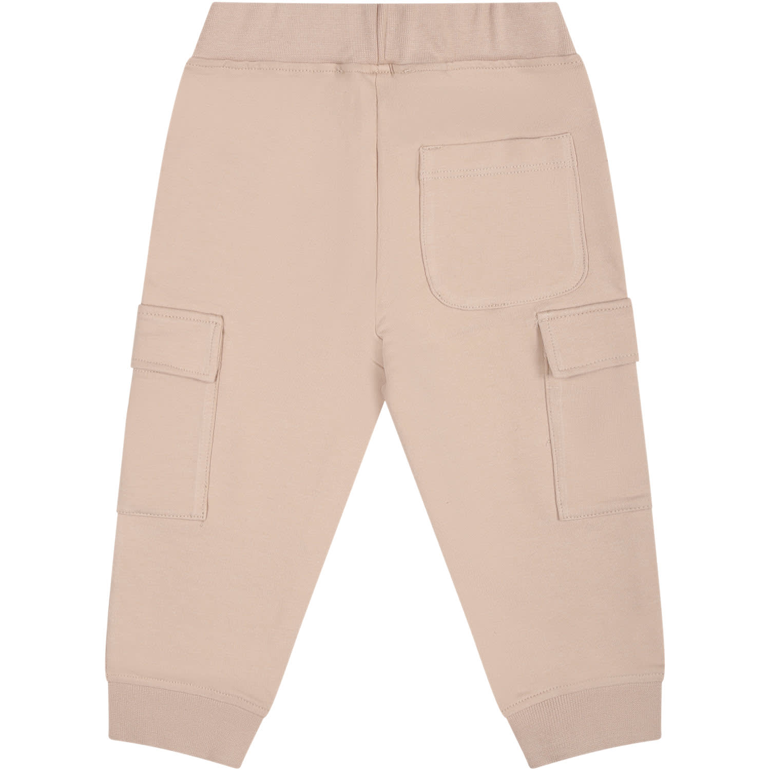 Shop Msgm Beige Trousers For Baby Boy With Logo