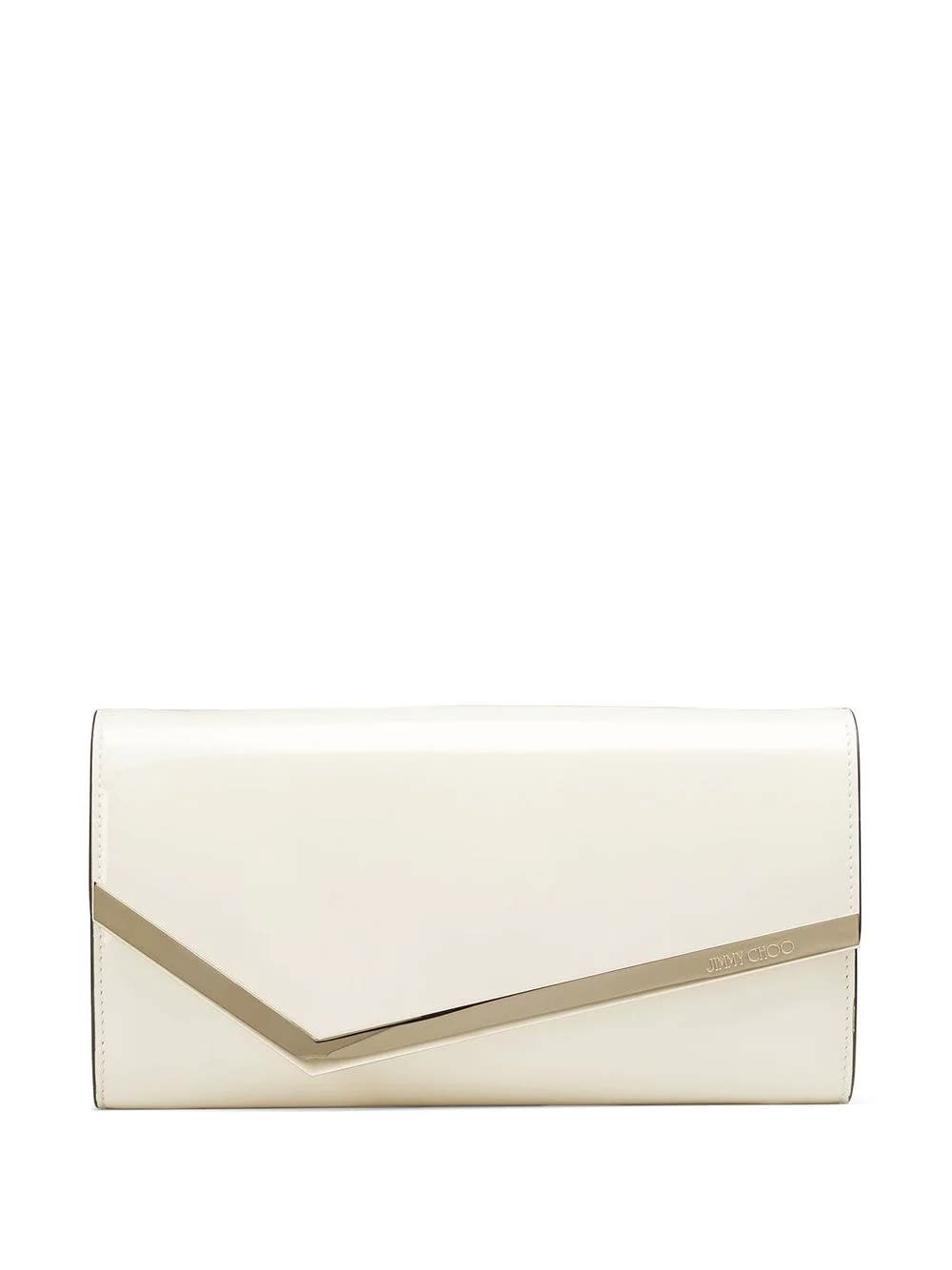 Shop Jimmy Choo Emmie Clutch Bag In Milk Patent Leather In White