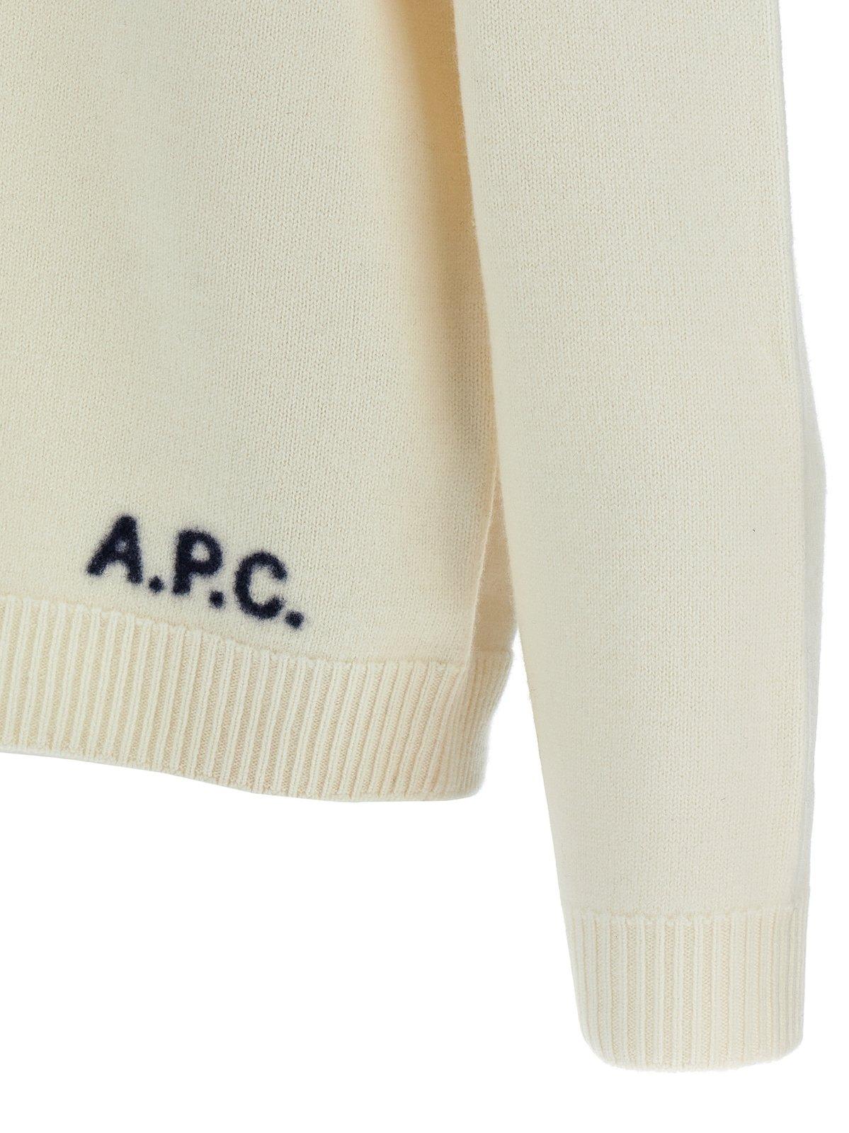 Shop Apc Crewneck Knitted Jumper A.p.c. In Cream