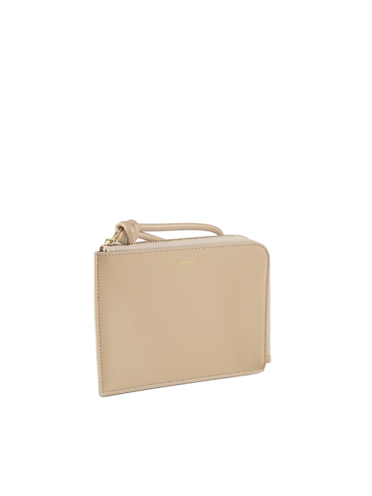 Shop Jil Sander Coin Purse With Logo In Nude