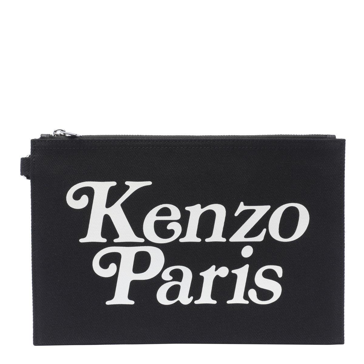 Kenzo Logo Printed Zipped Pouch In Black