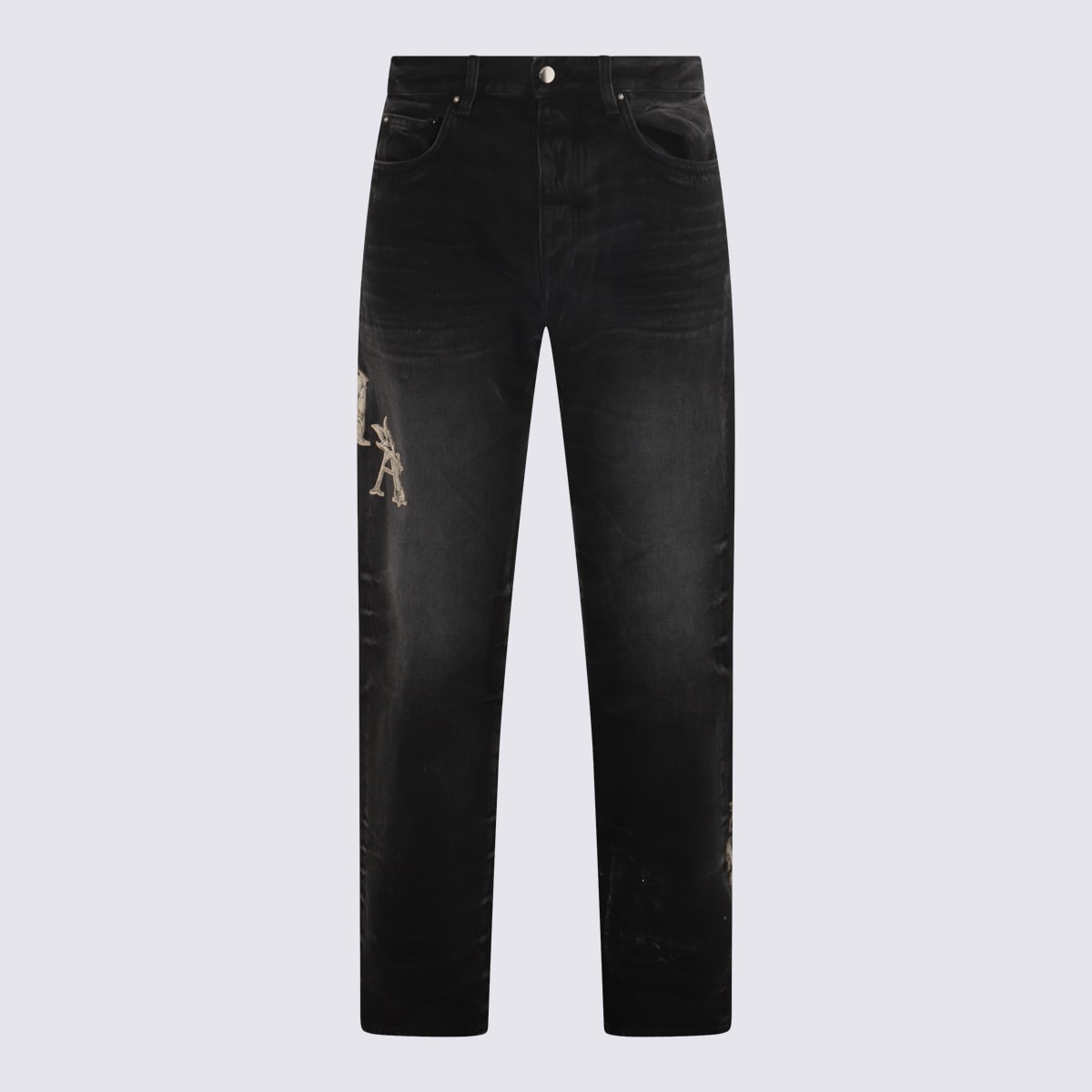 Shop Amiri Black Cotton Denim Jeans In Faded Black