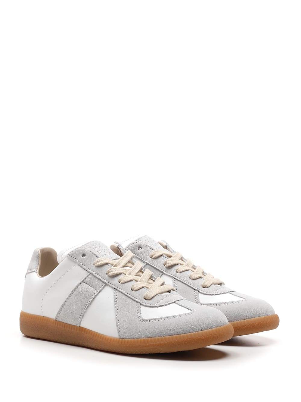 Shop Maison Margiela Logo Patched Sneakers In Dirty White