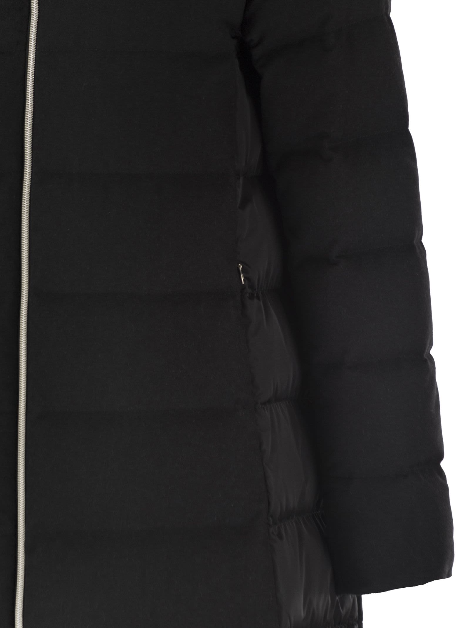 Herno Long Jacket In Satin And Lady Alternative Fur In Black